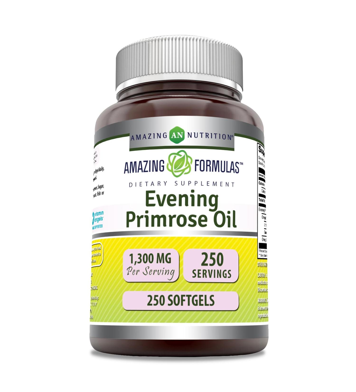 Amazing Formulas Evening Primrose Oil 1300mg 10% GLA Softgels Supplement | Hexane Free Cold Pressed Oil | Non-GMO | Gluten Free (250 Count) - Buy Online on GoSupps.com