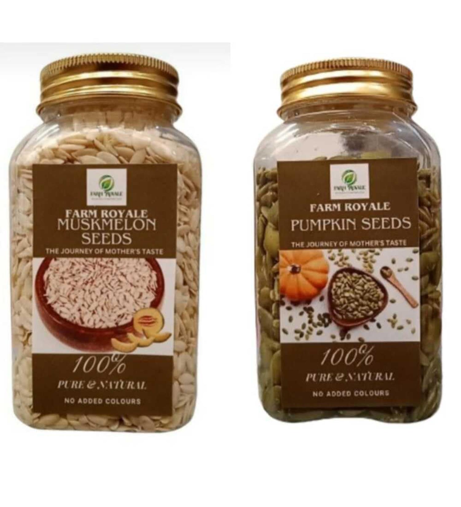 Farm Royale Muskmelon Beej & Pumpkin Beej Combo(200gm 200gm)100% Pure and Natural||Export Quality||Hand picked materrial - Buy Online on GoSupps.com