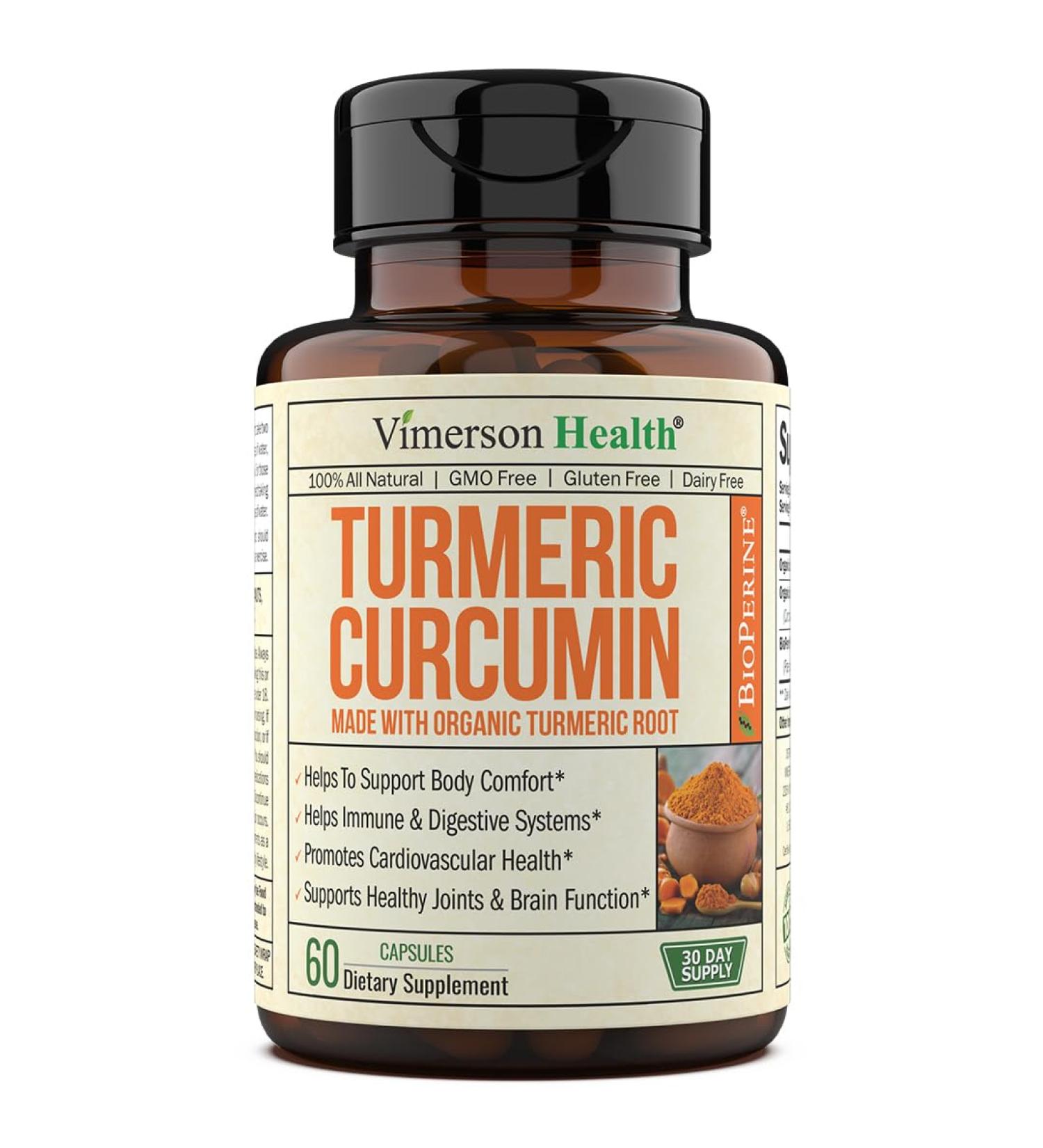 Organic Turmeric Curcumin with Black Pepper Extract - Vegan Supplements with Bioperine, 95% Curcuminoids for Digestive, Immune & Joint Support - Buy Online on GoSupps.com