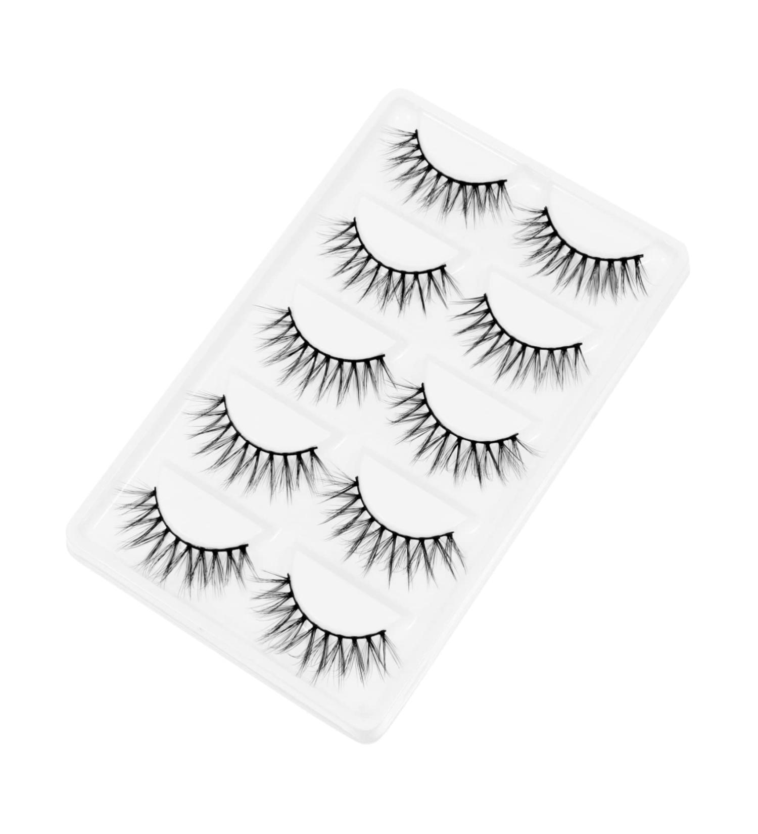 LALAFINA 5 Pairs False Eyelashes Eyelash Long Eyelashes Elf Eyelashes Handmade Eyelashes Cosmetic Eyelashes Artificial Eyelashes False Eye Lashes False Lashes Artificial Fiber Slim Glue 3d - Buy Online on GoSupps.com