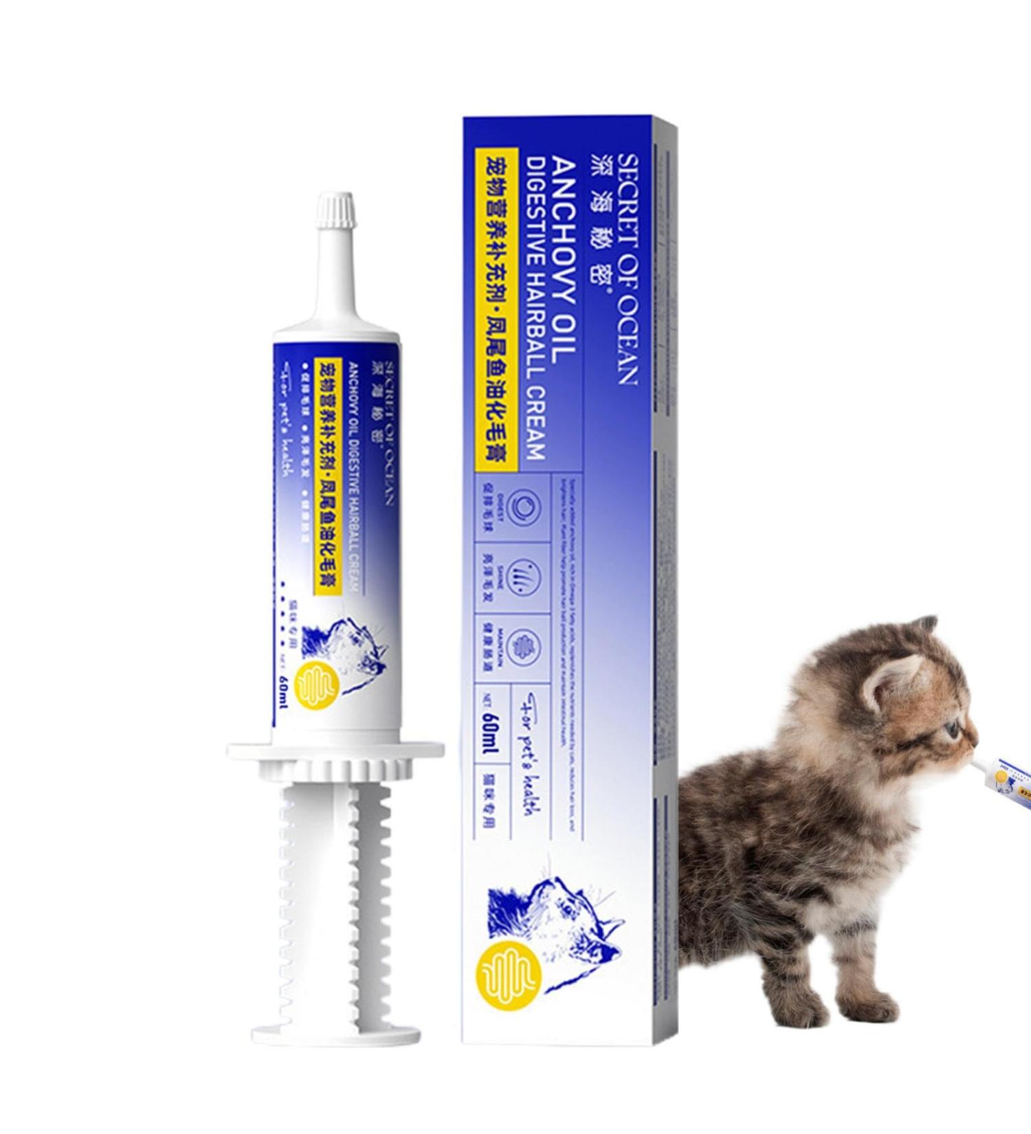 Cat Hairball Paste | Cat Nutritional Supplement Gel Anti Hairball Control Supplement Natural and Effective Hairball Gel for Healthy Tissue Kitten and Cats 60ml - Buy Online on GoSupps.com