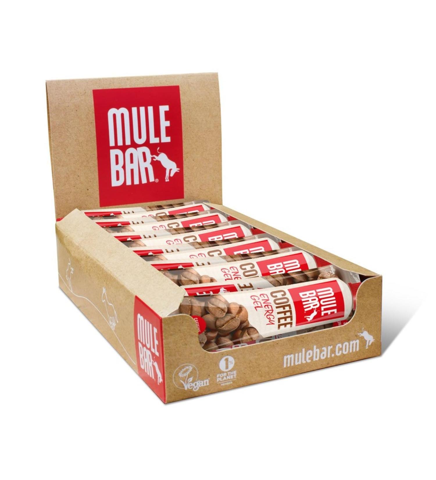 MULEBAR - Box of 24 Energy Gels - Coffee - Energizing - Ultra Caffeinated - 2IN1 - Pure or Diluted Gel - Easy to Digest - 100% Natural and Vegan - 37gr - Buy Online on GoSupps.com