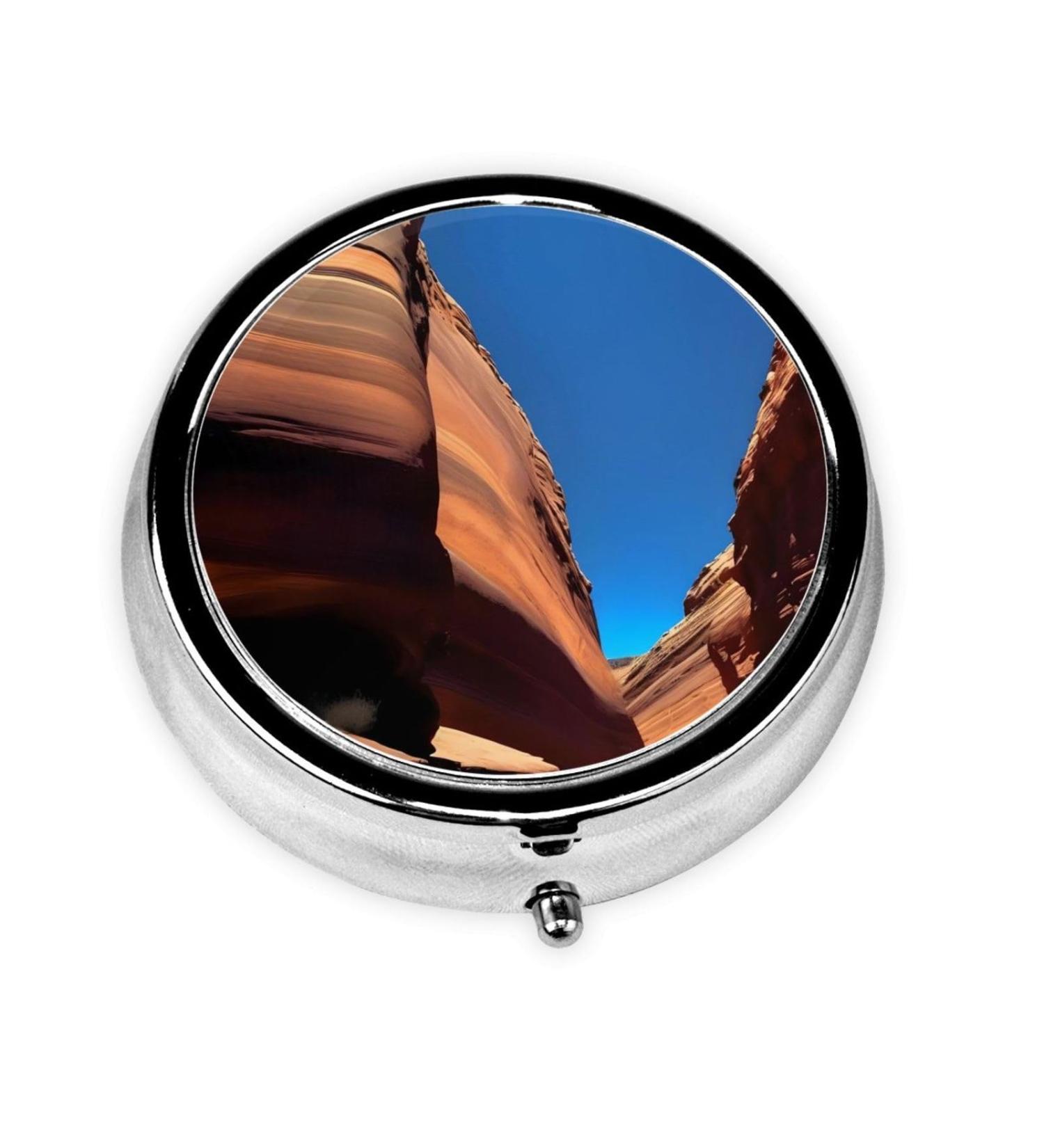 Colorado Landscape Round Pill Box - 3 Compartment Organizer for Travel | Portable Travel Pill Box - Buy Online on GoSupps.com