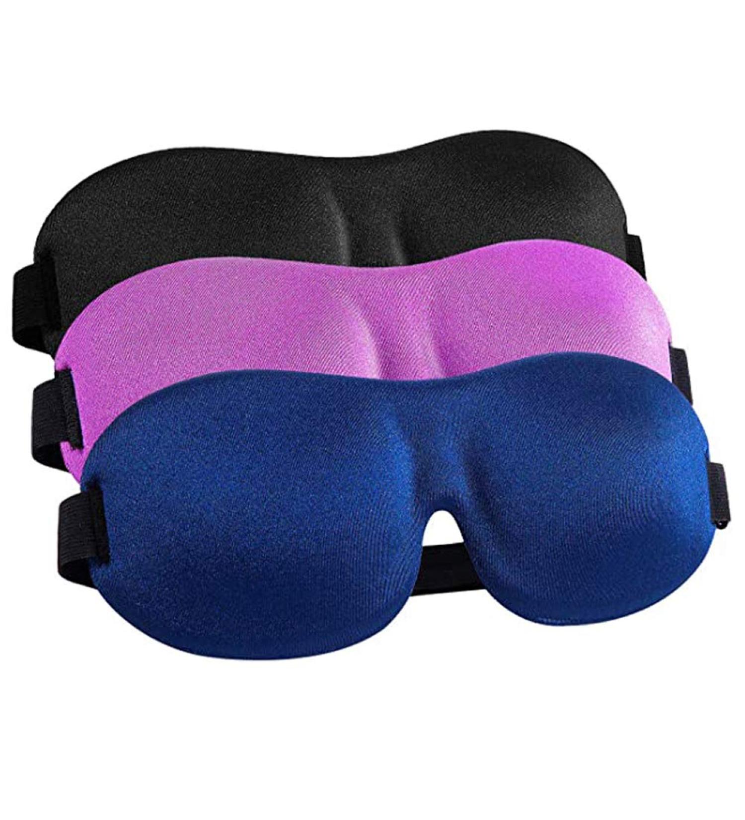 ZEKUI 3D Contour Sleeping Eye Mask - 100% Blackout Travel/Siesta Eye Shade for Men and Women - Soft and Comfortable Blindfold (Black/Blue/Purple) - Buy Online on GoSupps.com