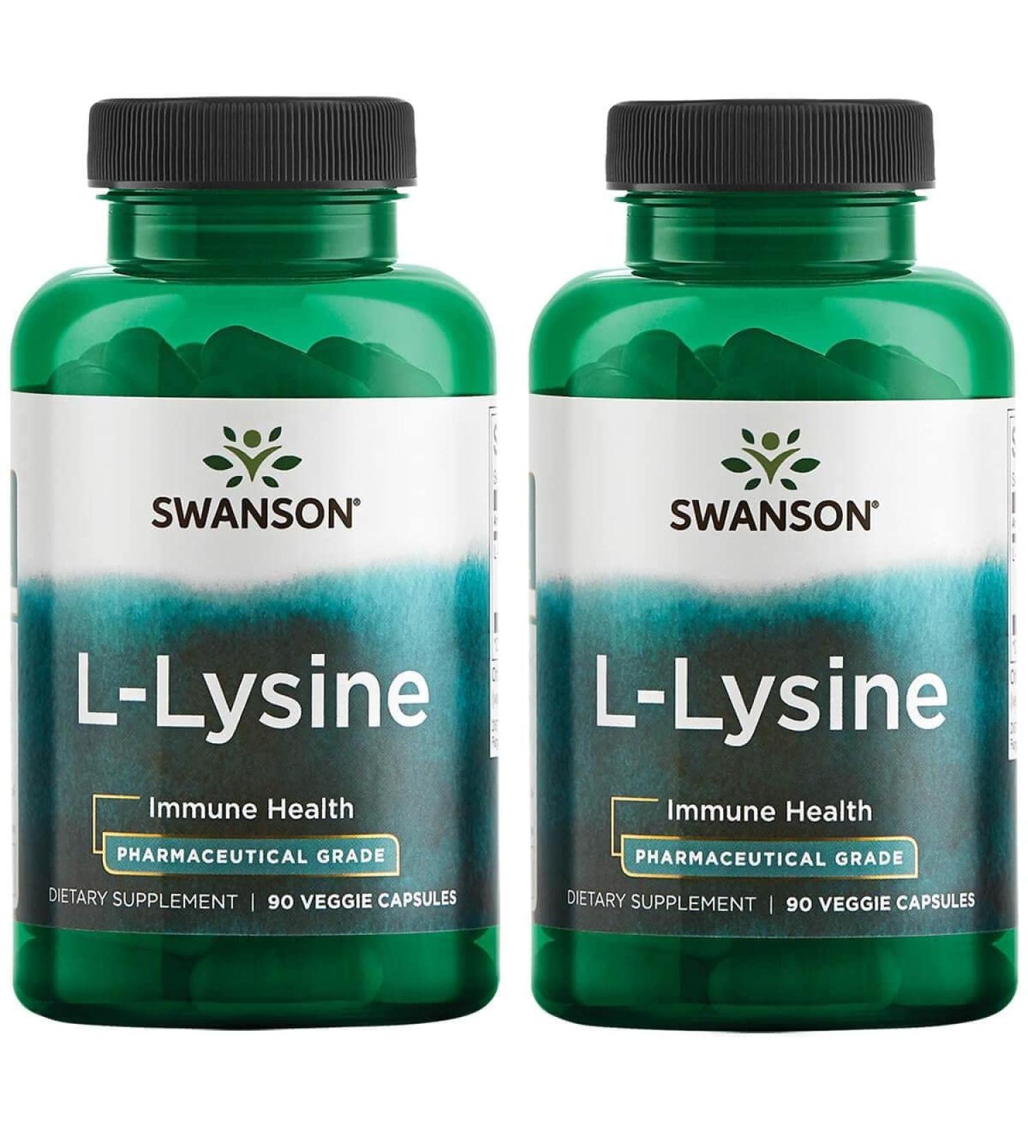 Swanson Amino Acid Ajipure L-Lysine 500mg - Pharmaceutical Grade 90 Veg Capsules (2 Pack) - Shop Internationally - Buy Online on GoSupps.com