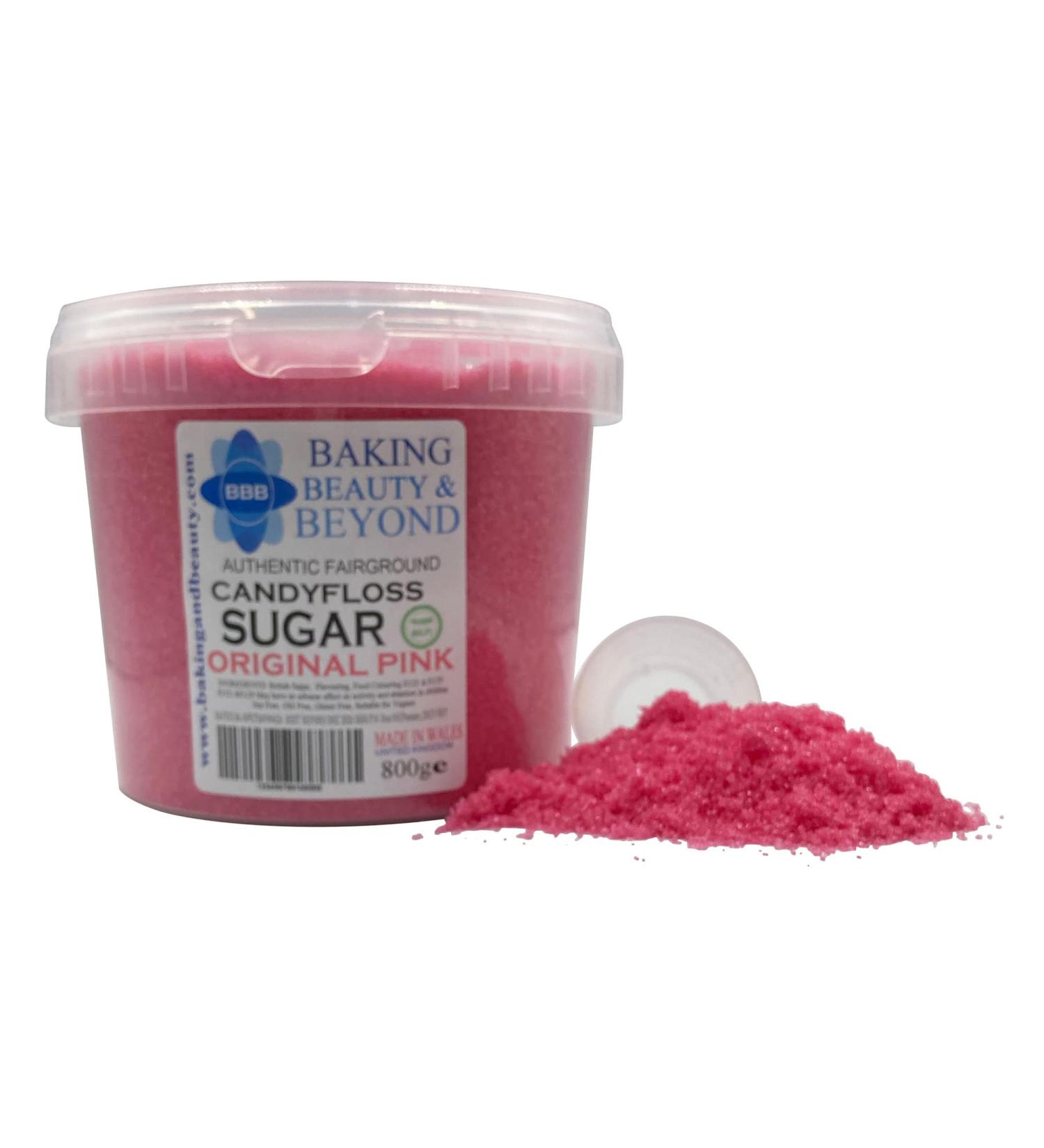 Baking Beauty and Beyond Premium Floss Sugar for Cotton Candy - 800g Bulk Flossing Sugar with Natural Ingredients - Original Pink Flavour - Buy Online on GoSupps.com