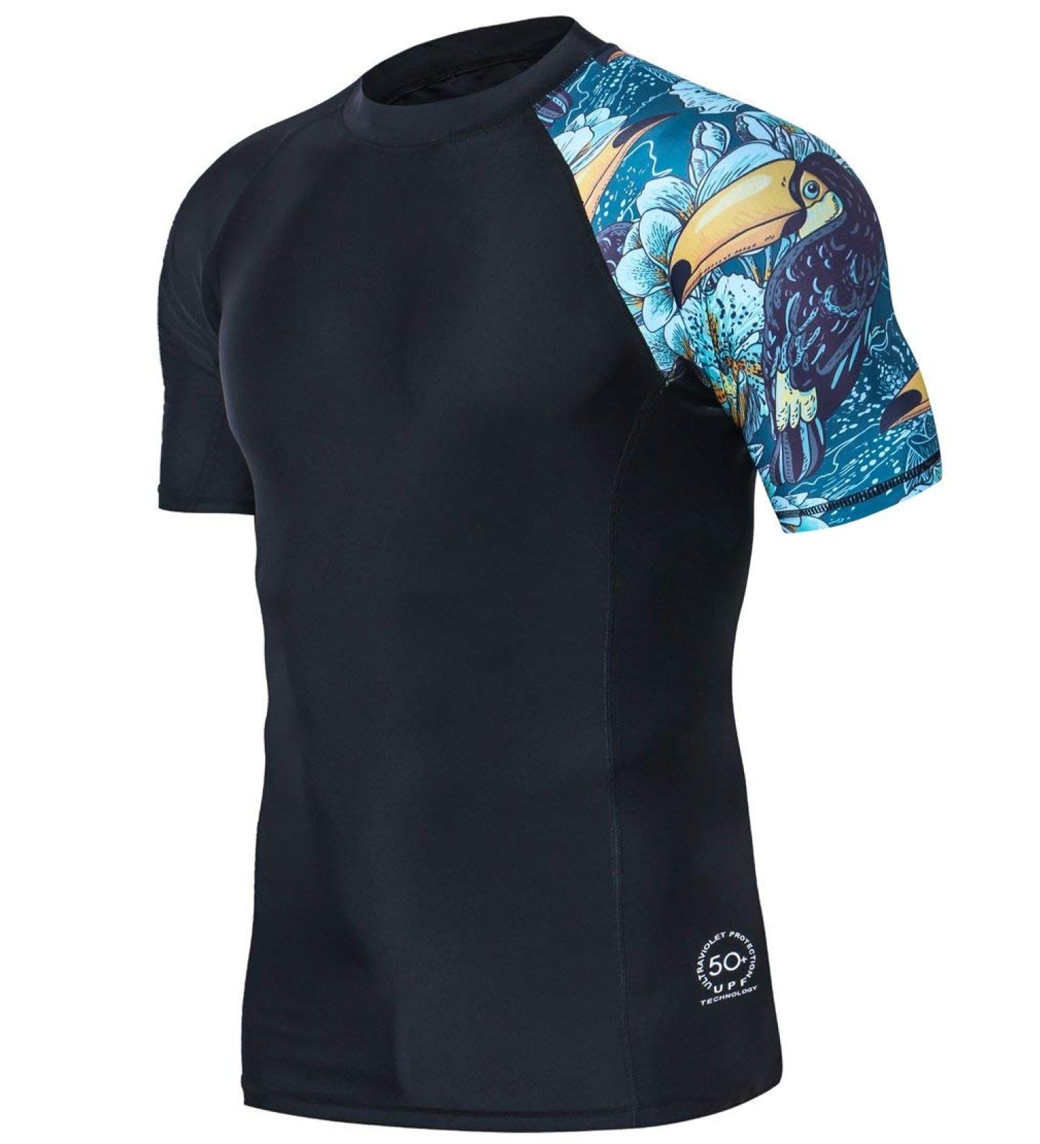 ADOREISM Men's Quick-Dry UPF 50+ Sun Protection Short Sleeve Rash Guard - Heytoucan Medium - Buy Online on GoSupps.com
