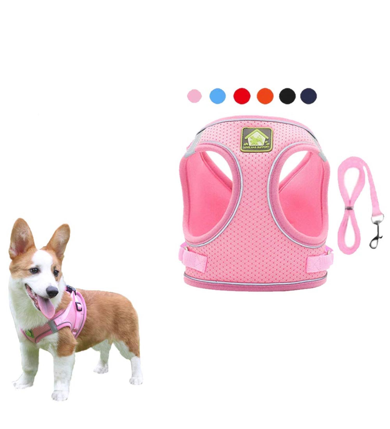 FEimaX No-Pull Dog Harness and Leash Set for Small Medium Dogs and Cats - Reflective Adjustable Mesh Vest for Outdoor Walking - XS (Chest 10.2-11.4'') Pink - Buy Online on GoSupps.com