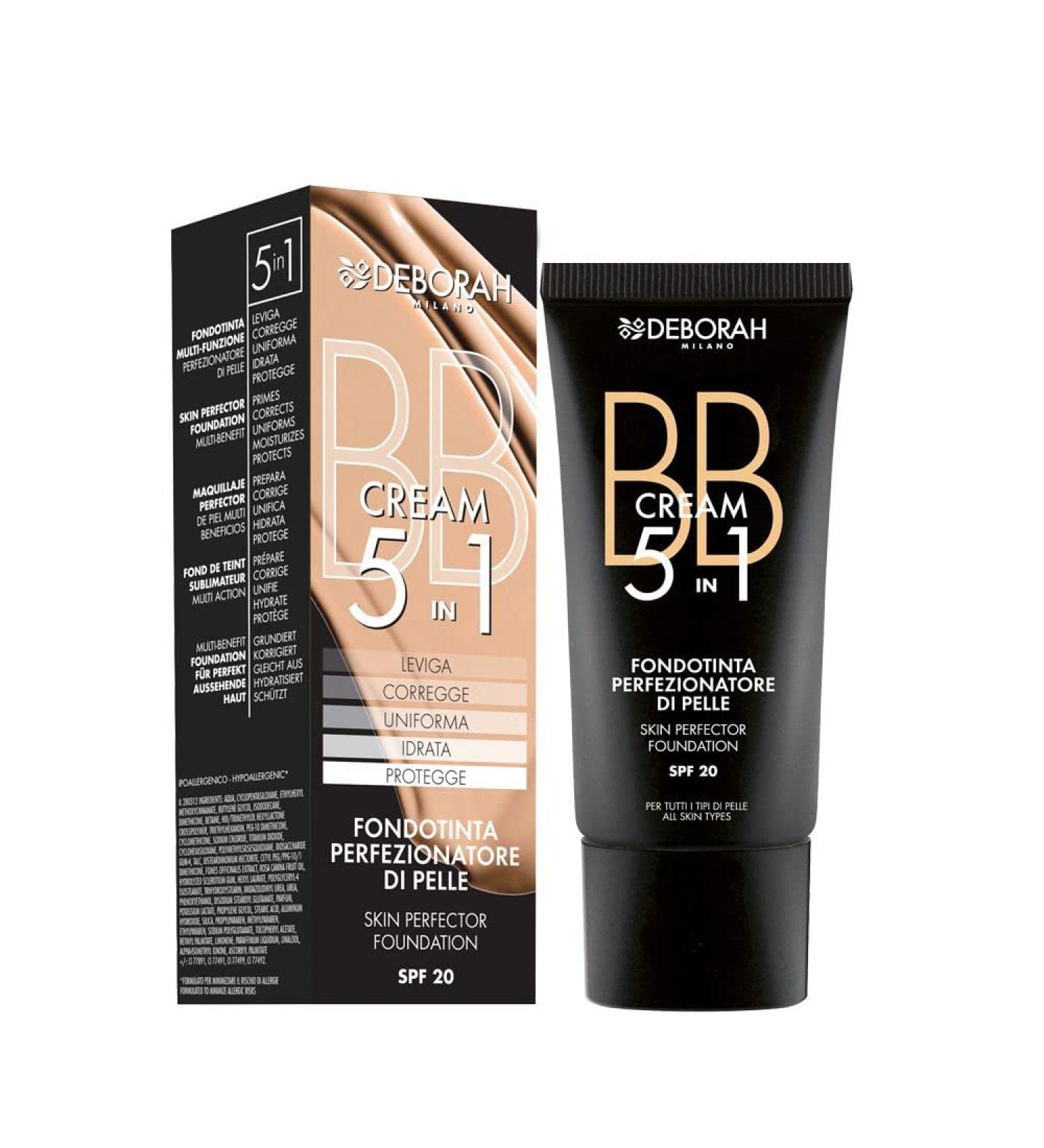 Deborah Milano BB Cream Foundation 5 in 1 Formula Primes Conceals Evens Moisturises and Protects with SPF 20 5.1g 4 - Buy Online on GoSupps.com