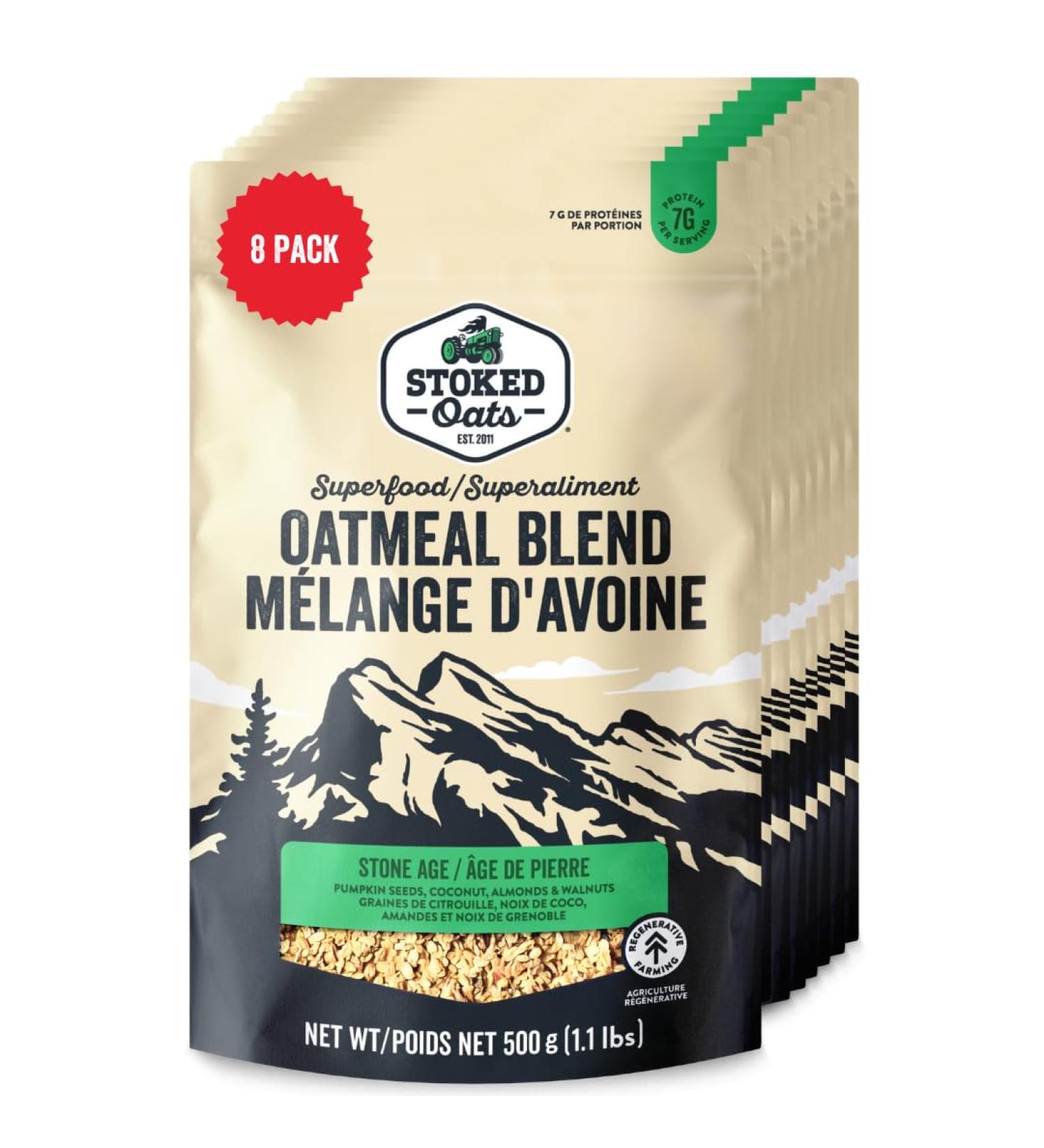Stone Age Oatmeal 500g (Pack of 8) - High Protein High Fibre - Gluten-free Non-GMO - Perfect for Overnigh Oats - Buy Online on GoSupps.com