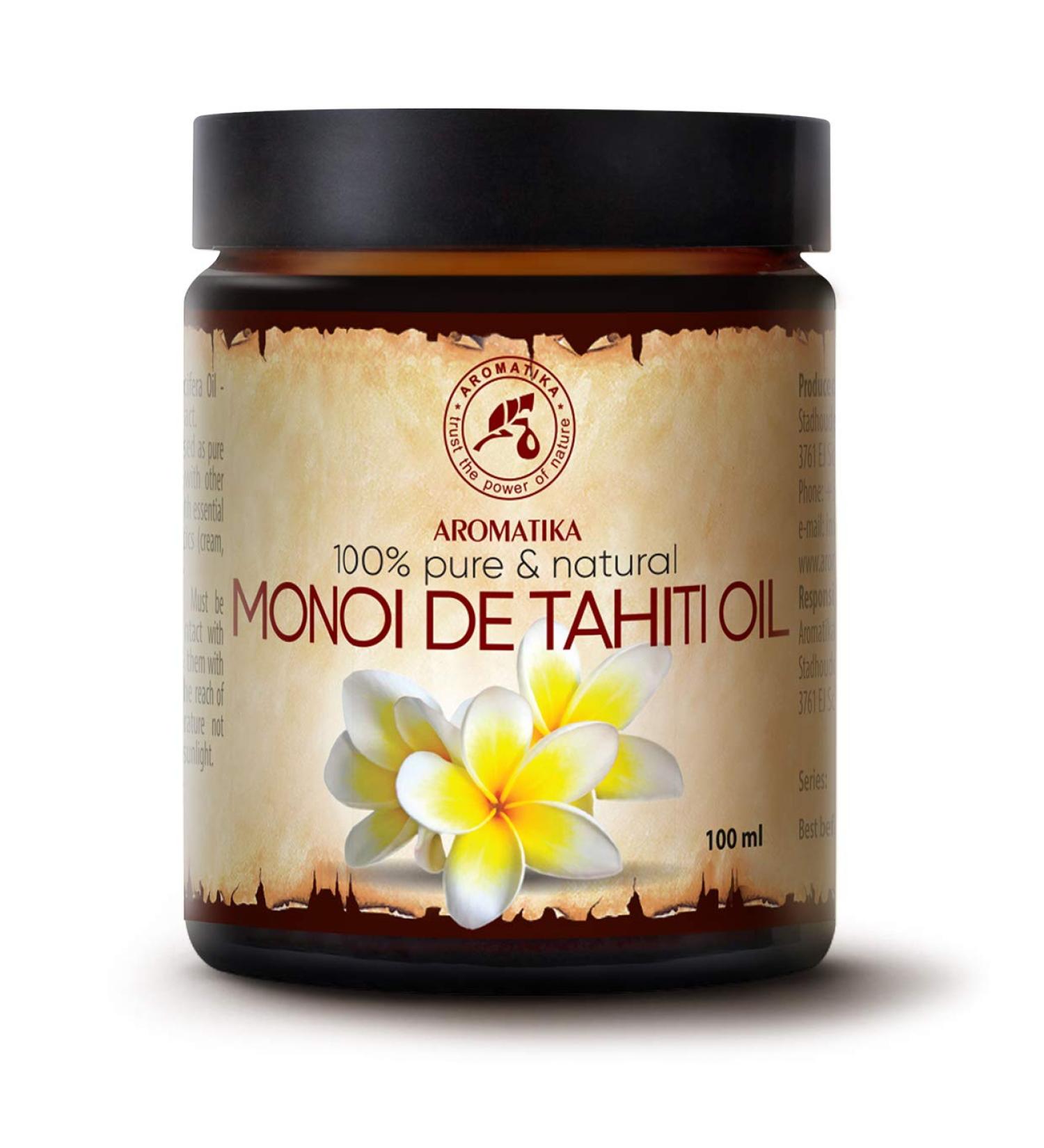 AROMATIKA Monoi de Tahiti Carrier Oil 3.4 Fl Oz - Pure Cold Pressed Base Oil for Essential Oils - Face & Body Care - Massage - 3.5 Fl Oz - Buy Online on GoSupps.com