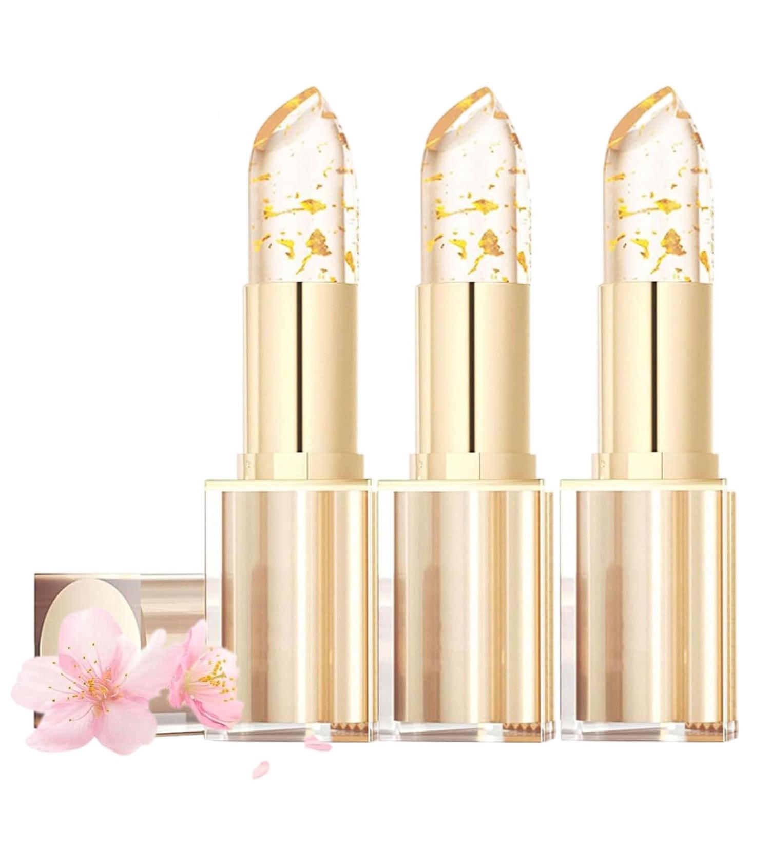 Rouge l vres changeant de couleur sans transfert effet feuille d'or pour femme longue tenue 24 h rouge l vres hydratant en gel e de fleurs pH r actif rose personnalis (3PCS) - Buy Online on GoSupps.com