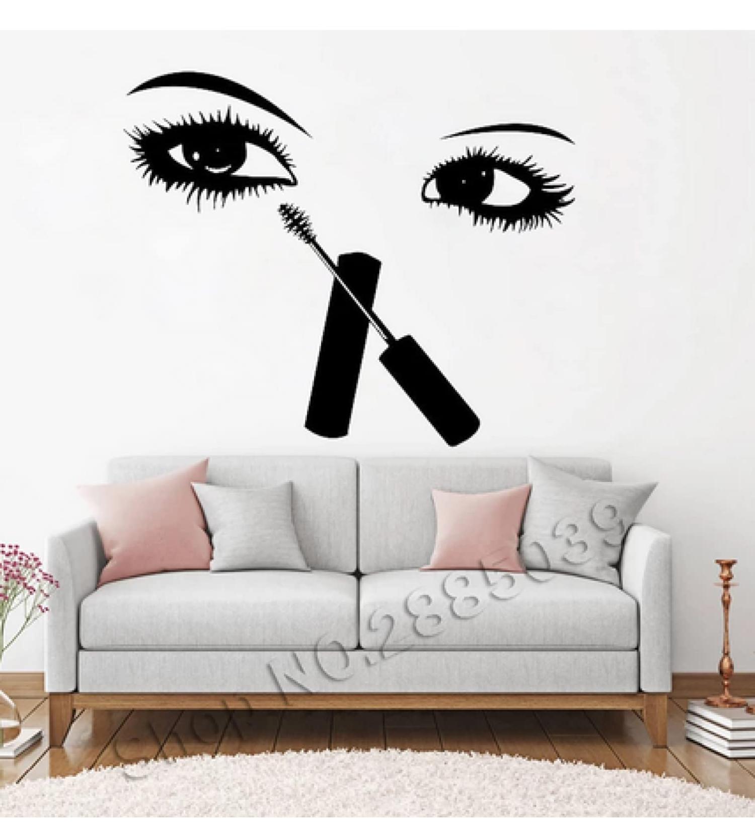Mascara beaut cils mur vinyle autocollant d calcomanie Salon de beaut exquis d coration murale cils affiche personnalis cils67cm x 56cm