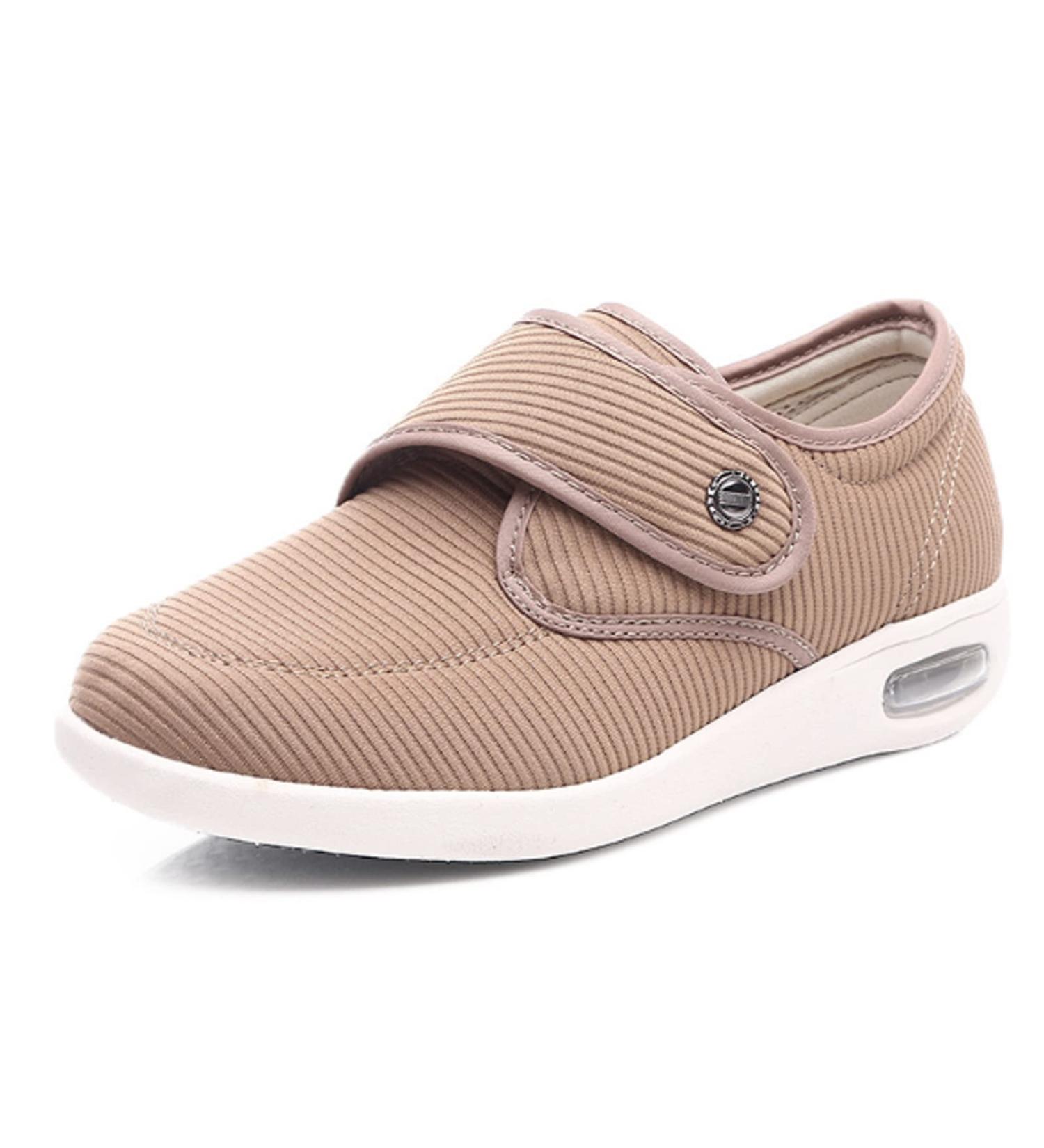 LEEWEE Diabetic Walking Shoes for Women - Comfortable & Lightweight Beige Shoes for Seniors with Swollen Feet - Size 41 - Buy Online on GoSupps.com