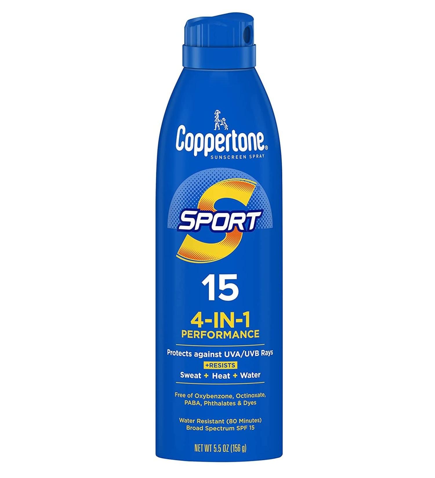 Coppertone Continuous SPF 15 Spray Sport 5.5 oz Water-Resistant 3 Pack - Buy Online on GoSupps.com