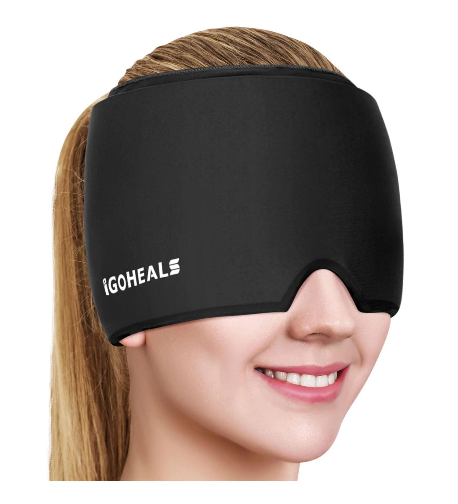 IGOHEALS Migraine Relief Cap - Headache and Tension Relief Hat with Compressed Ice for Puffy Eyes, Sinus & Stress - Black - Buy Online on GoSupps.com
