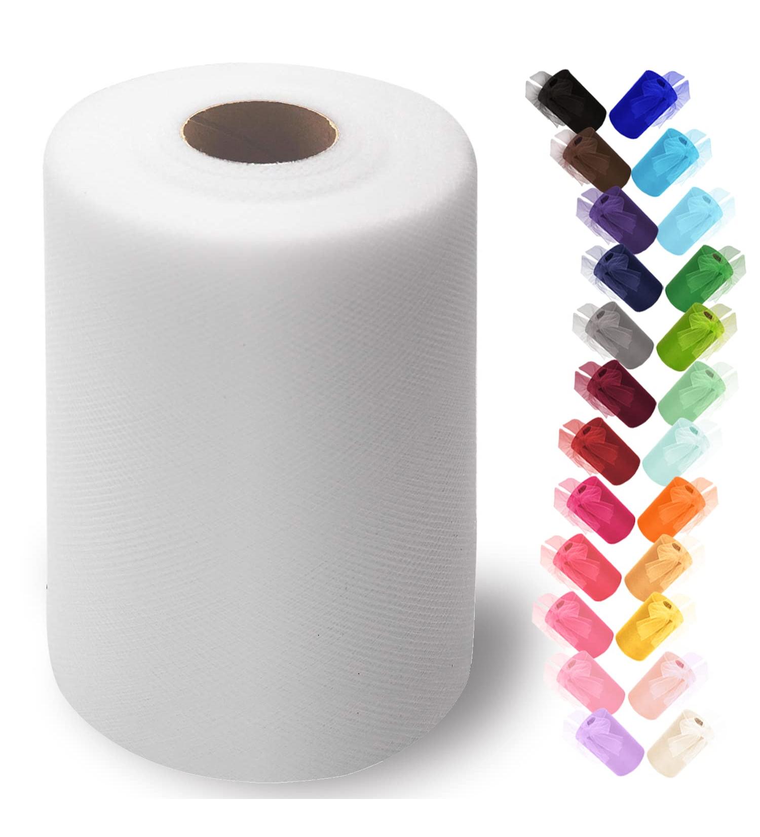 6 Inch by 100 Yards White Tulle Fabric Roll - Perfect for Tutus, Wedding Decor, DIY Crafts - 28 Colors Available - Buy Online on GoSupps.com
