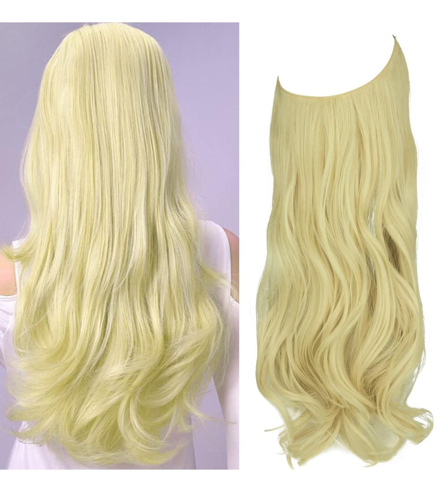 OMGREAT 18 Curly Bleach Blonde Halo Hair Extension - 18 Inch Synthetic Hairpiece for Women | Heat Resistant Fiber | Hidden Wire Headband | 4.2 Oz - Buy Online on GoSupps.com
