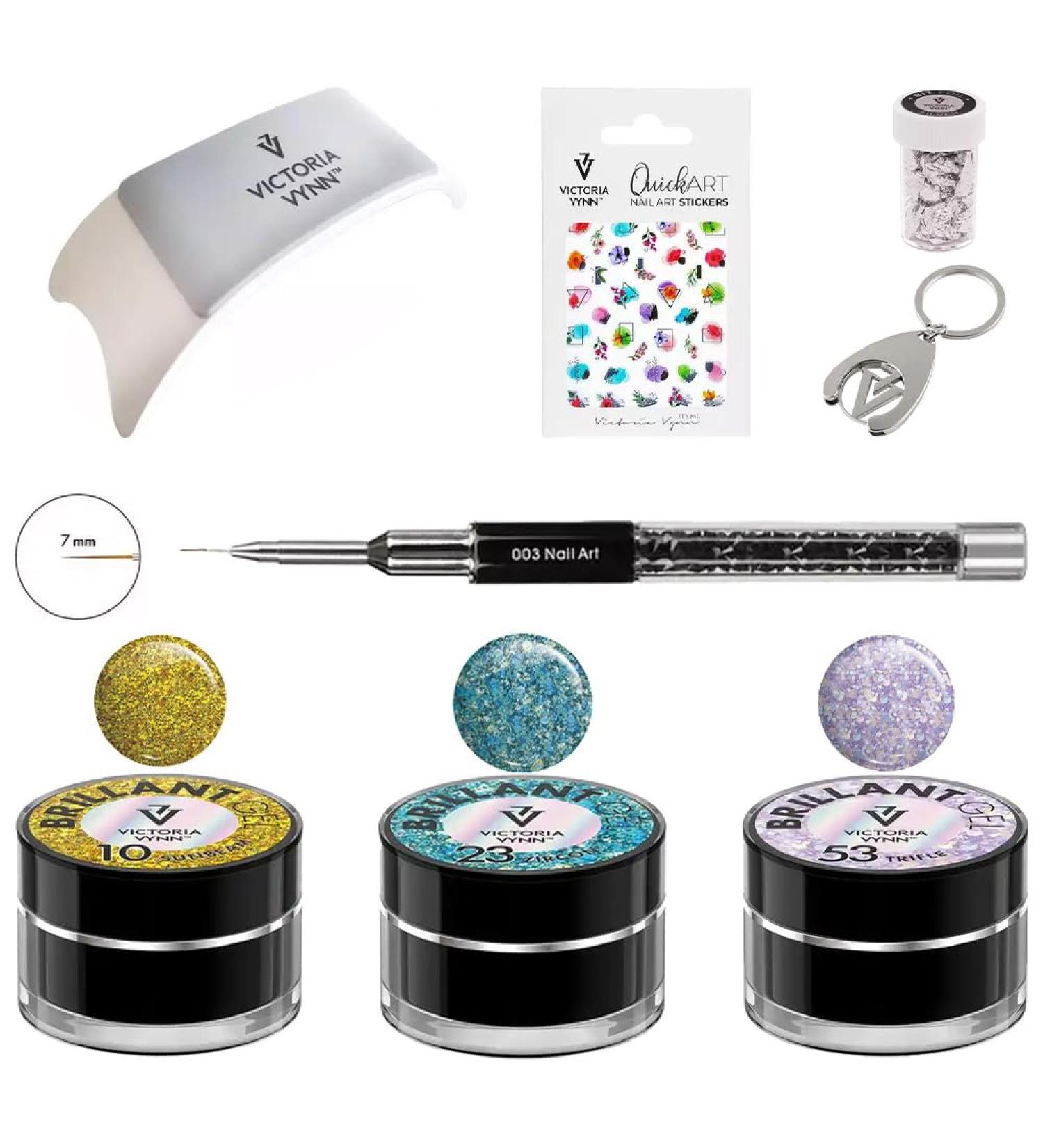 Victoria vynn nail art set: glitter gel nail art accessories decorative film nail ticker & manicure pad-perfect for creative nailart