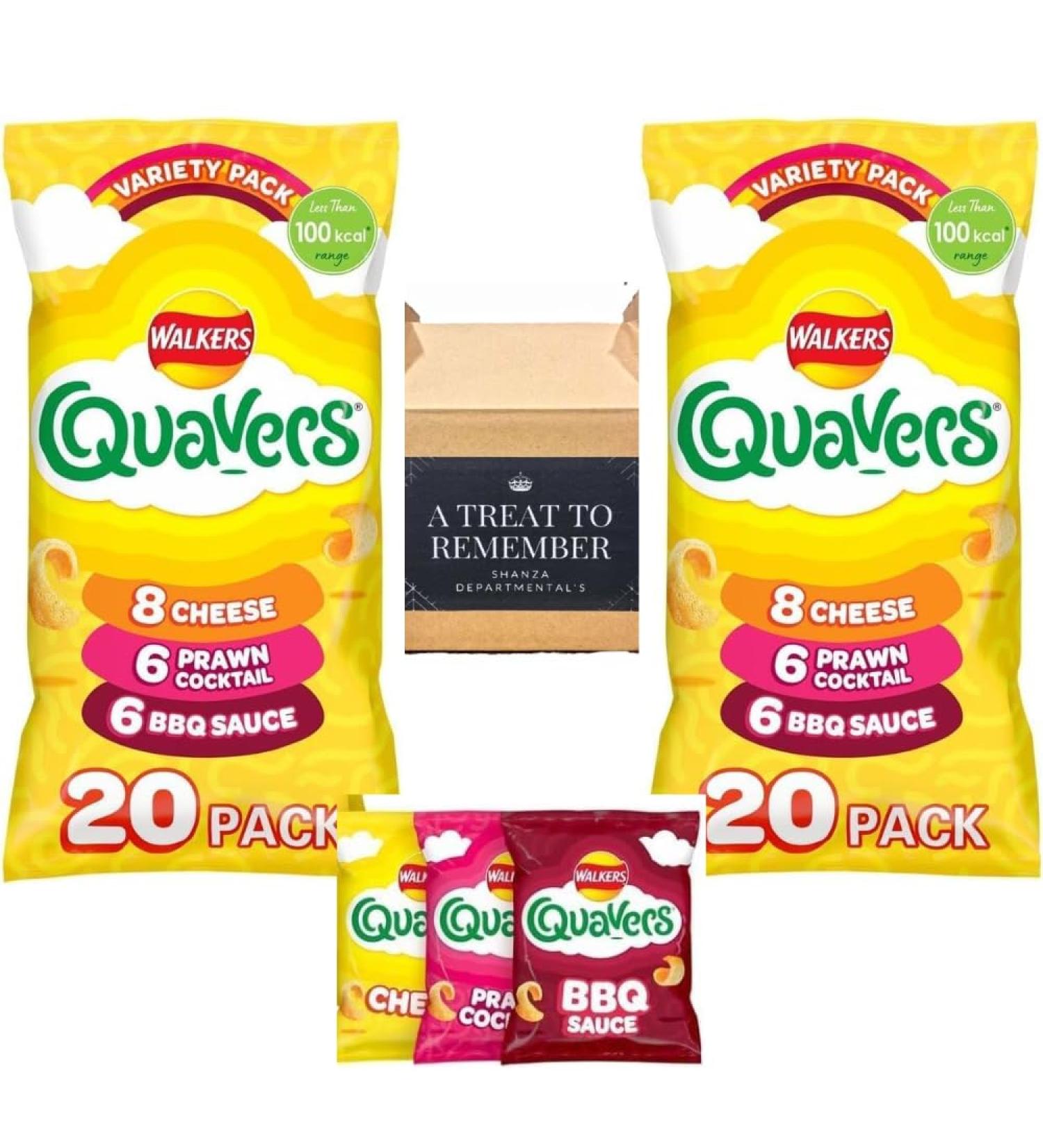 Walkers Quavers Variety Snacks 40X16g Walkers Crips Under 100 Calories 40 Flavors Cheese Prawn Cocktail BBQ Sauce Potato Snack - Buy Online on GoSupps.com