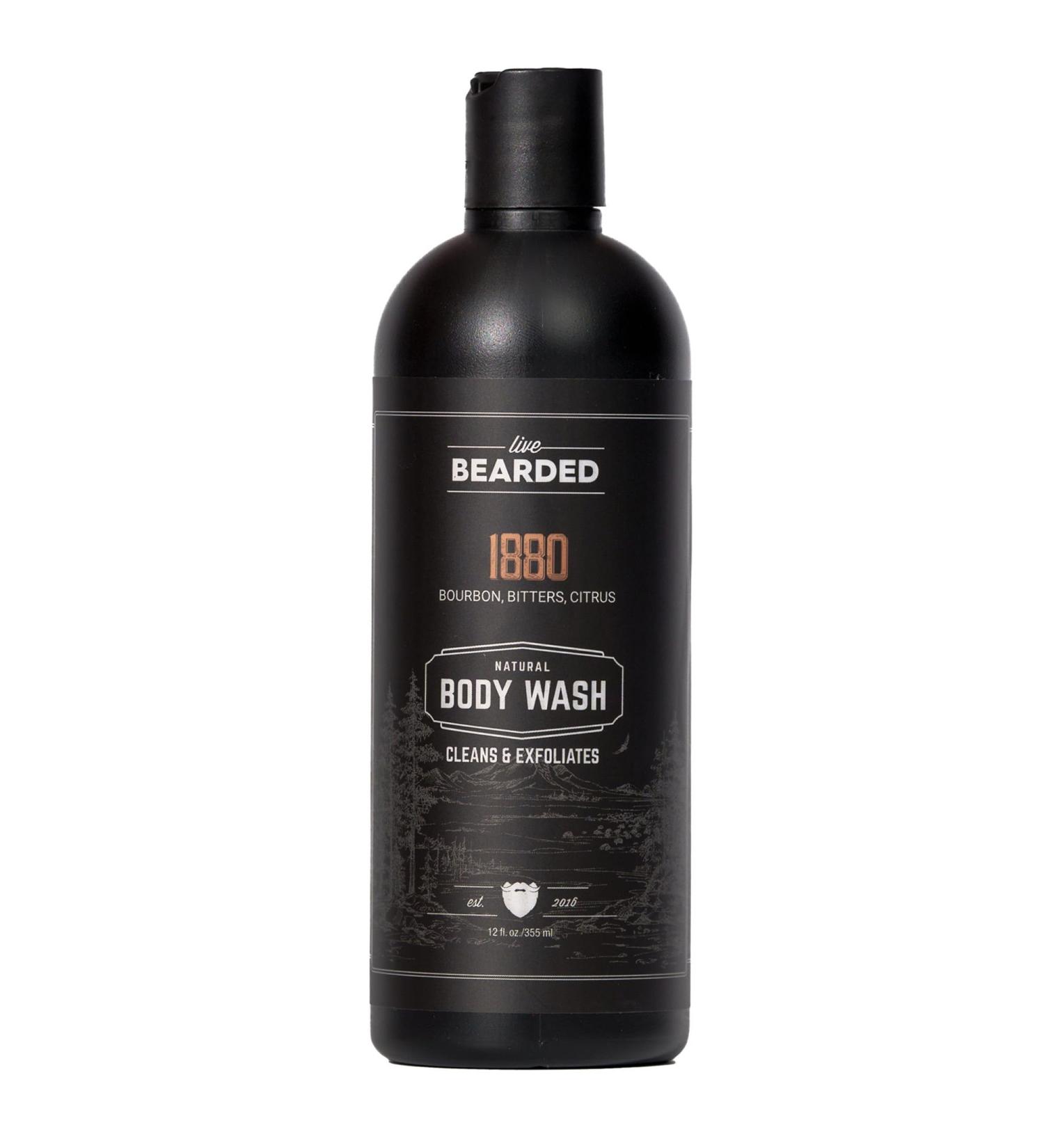 Live Bearded All-Natural Charcoal Body Wash for Men - Exfoliating & Moisturizing Shower Gel with Bourbon Bitters Citrus | International Shipping - Buy Online on GoSupps.com