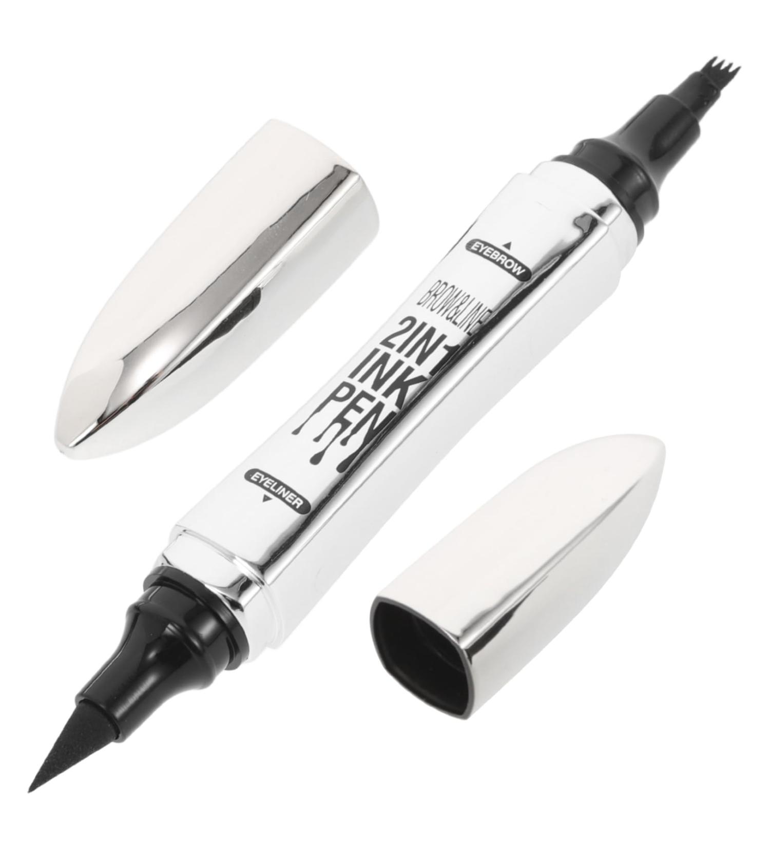  ERINGOGO ERINGOGO Eyebrow Pencil and Eyeliner 2-in-1 Microblading Eyebrow Pen with 4 Fork Tip Applicator Black Eyebrow Pencil with Eyeliner for Eye Makeup - Buy Online on GoSupps.com