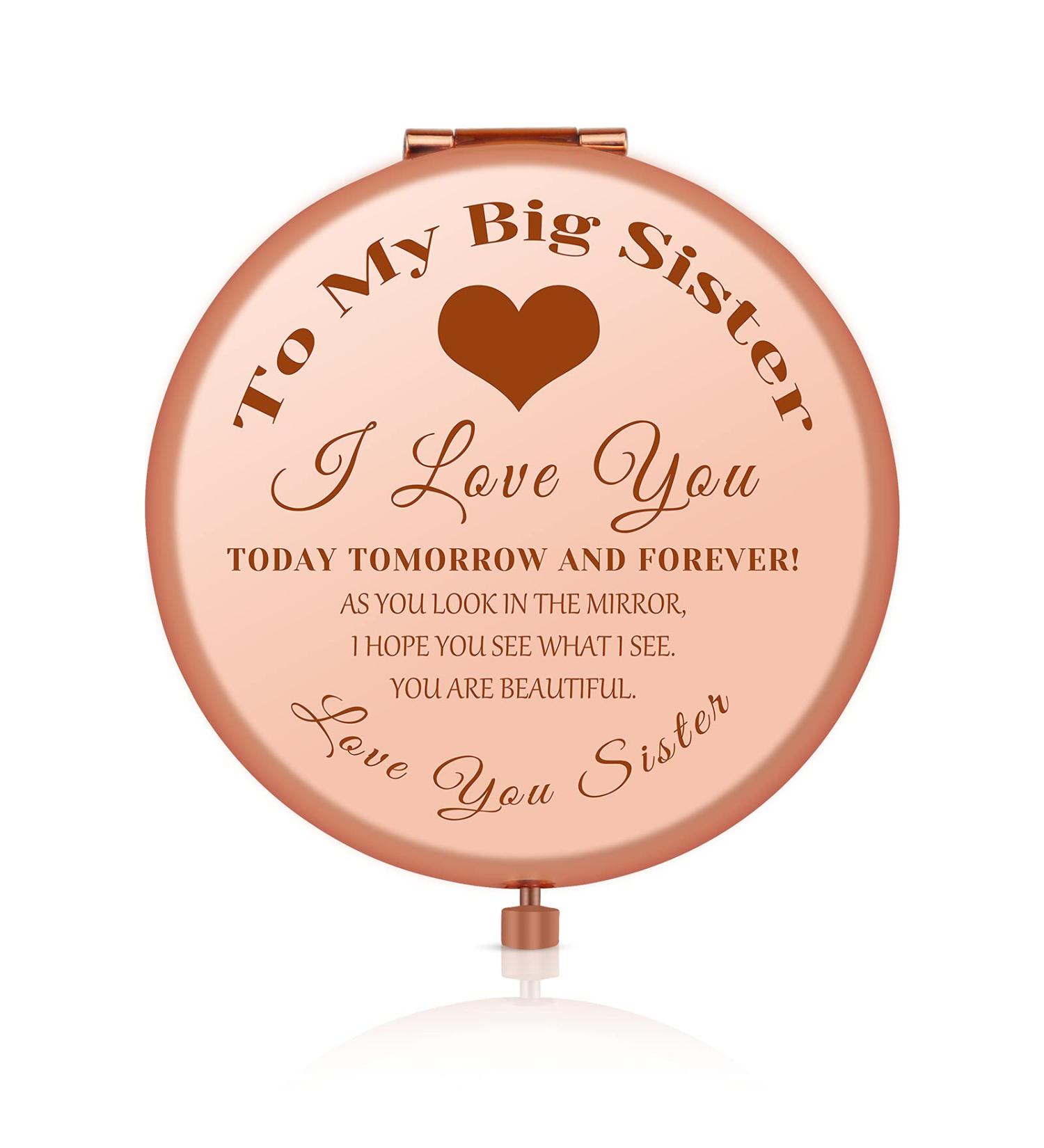 Sister Birthday Gift: Engraved Rose Gold Compact Mirror - Best Friend Graduation Gift Ideas - Buy Online on GoSupps.com