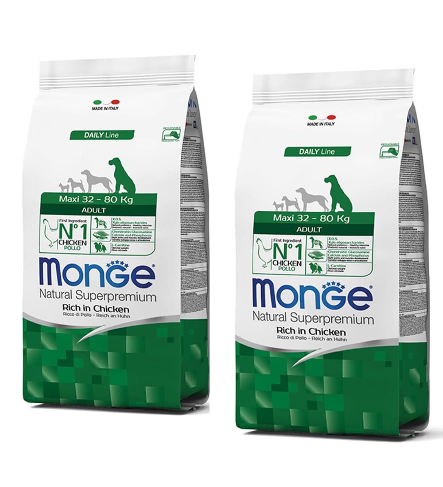 Monge Maxi Adult – Super Premium Chicken Croquettes for Large Dogs – 100% Natural – 12 Kg