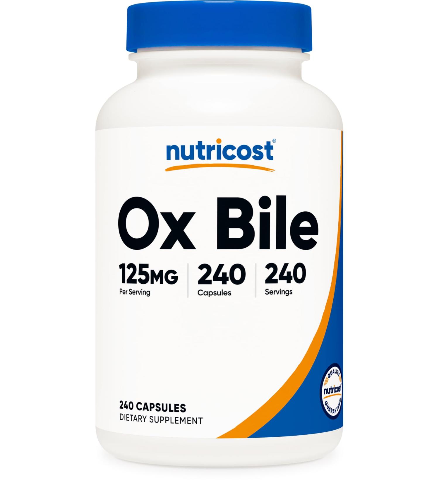 Nutricost Ox Bile Capsules 125mg 240 Capsules - Non-GMO 240 Count (Pack of 1) - Buy Online on GoSupps.com