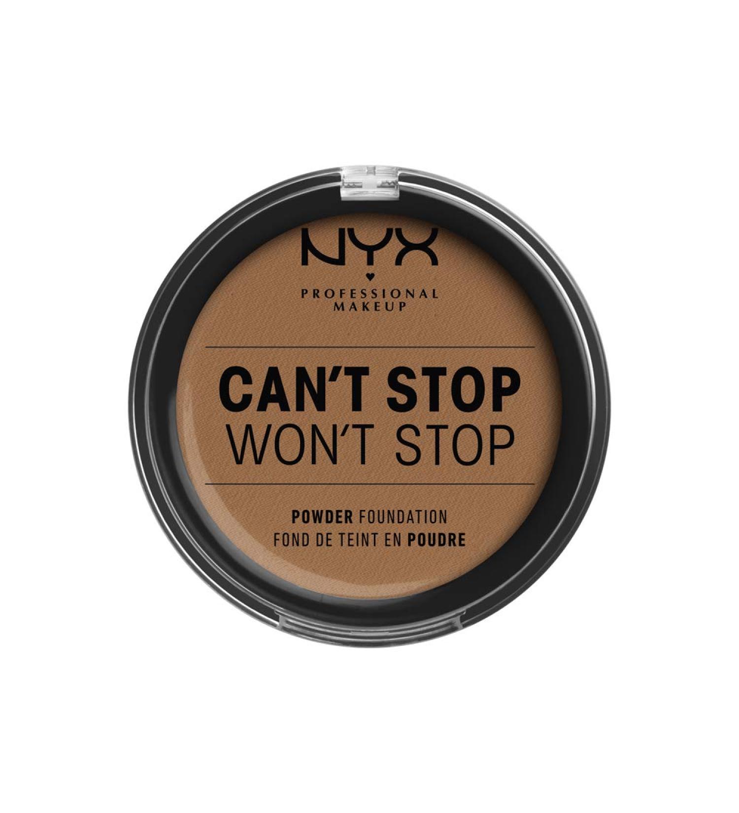 NYX Can't Stop Won't Stop Full Coverage Powder Foundation in Mahogany - Long Lasting Matte Finish with Shine Control - Vegan Formula - Shade 16 - Buy Online on GoSupps.com