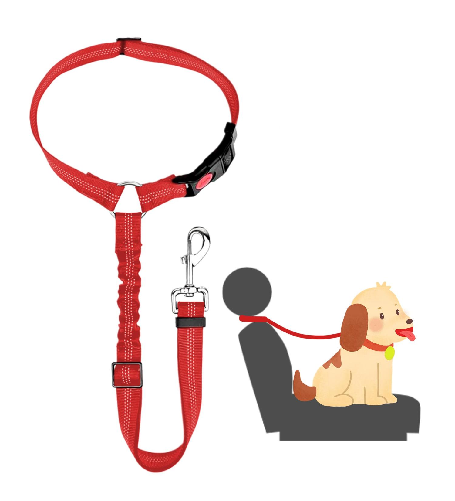 Adjustable Dog Car Headrest Belt - Safety Strap for Small & Medium Dogs - Red Elastic Seat Belt - Buy Online on GoSupps.com