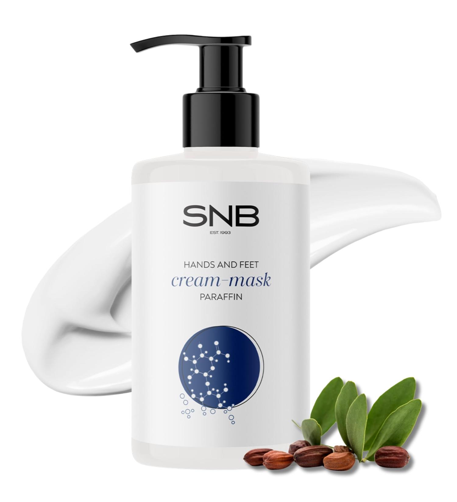 SNB Professional Hand & Foot Cream - Paraffin Mask 250ml with Jojoba Oil, Hyaluronic Acid, Omega-6 & 9 Fatty Acids | Hand & Foot Care | For Very High Skin