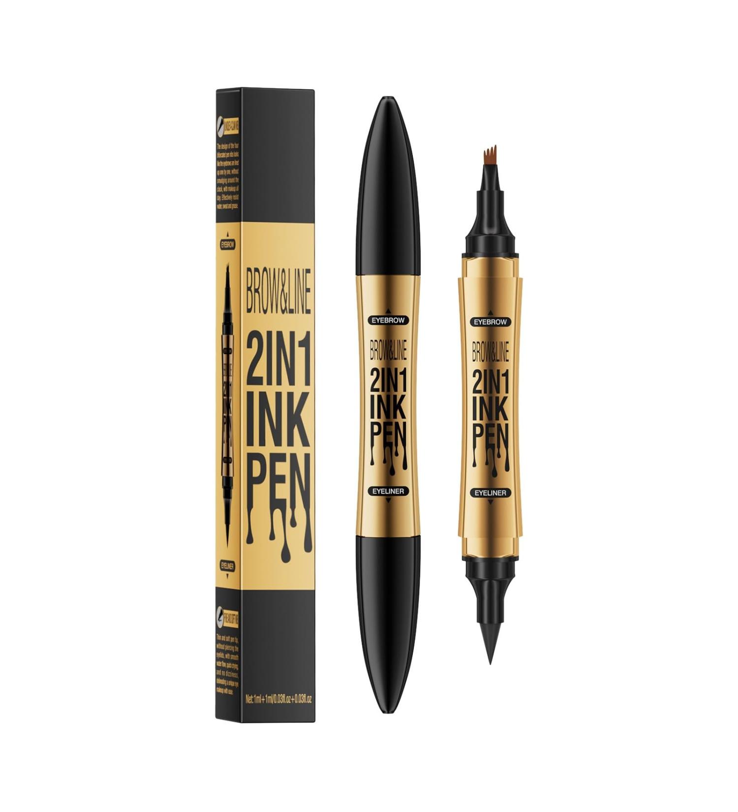 Eyebrow Pen Eyebrow 4 Tip Brow Pencil Eyebrow Pen Eyebrow Pencil Last All-Day Eyebrow Pencil with Fork Tip (Black) - Buy Online on GoSupps.com