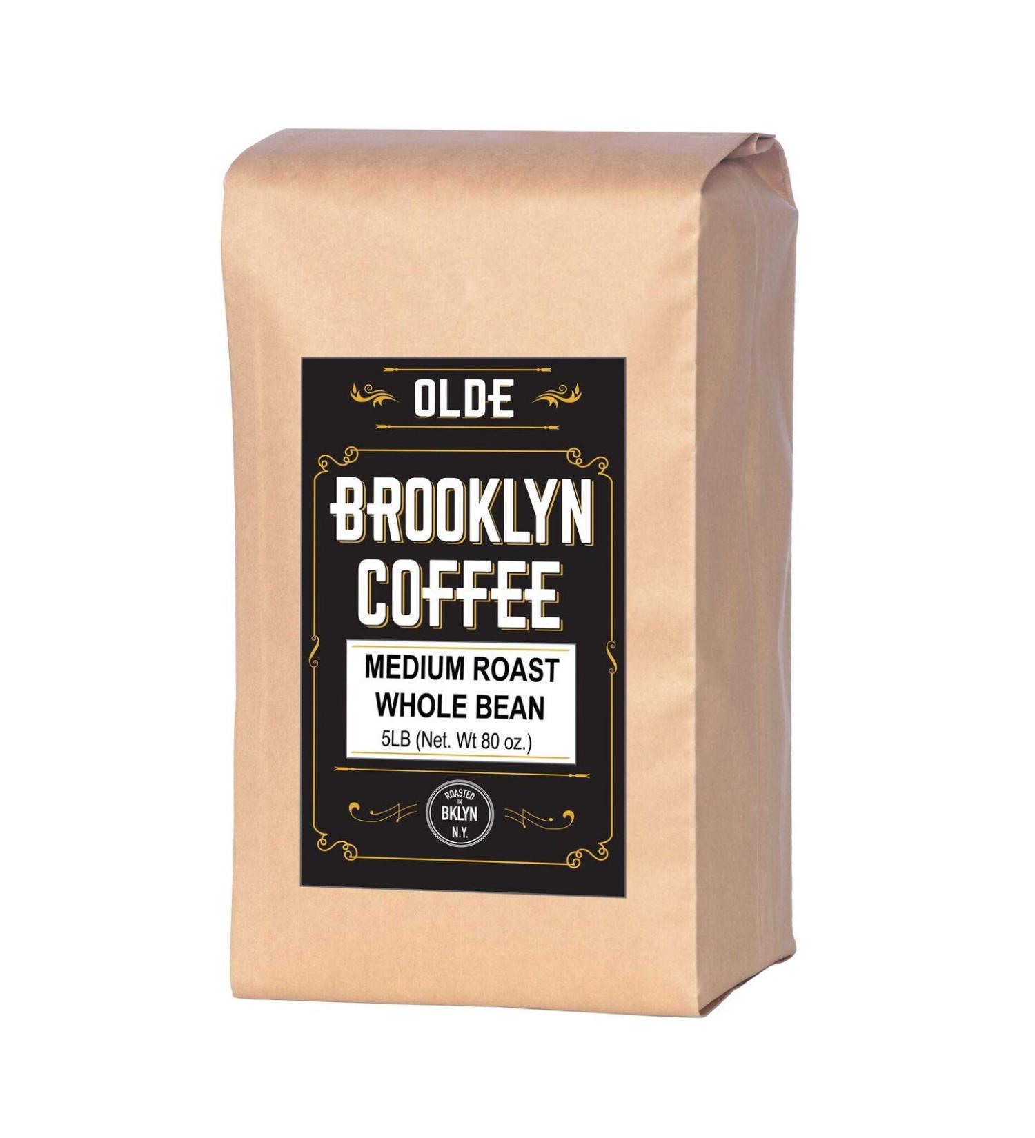 Olde Brooklyn Coffee 5 lb Whole Bean Medium Roast Gourmet Fresh Roasted Coffee - 5 Pound Bag - Buy Online on GoSupps.com