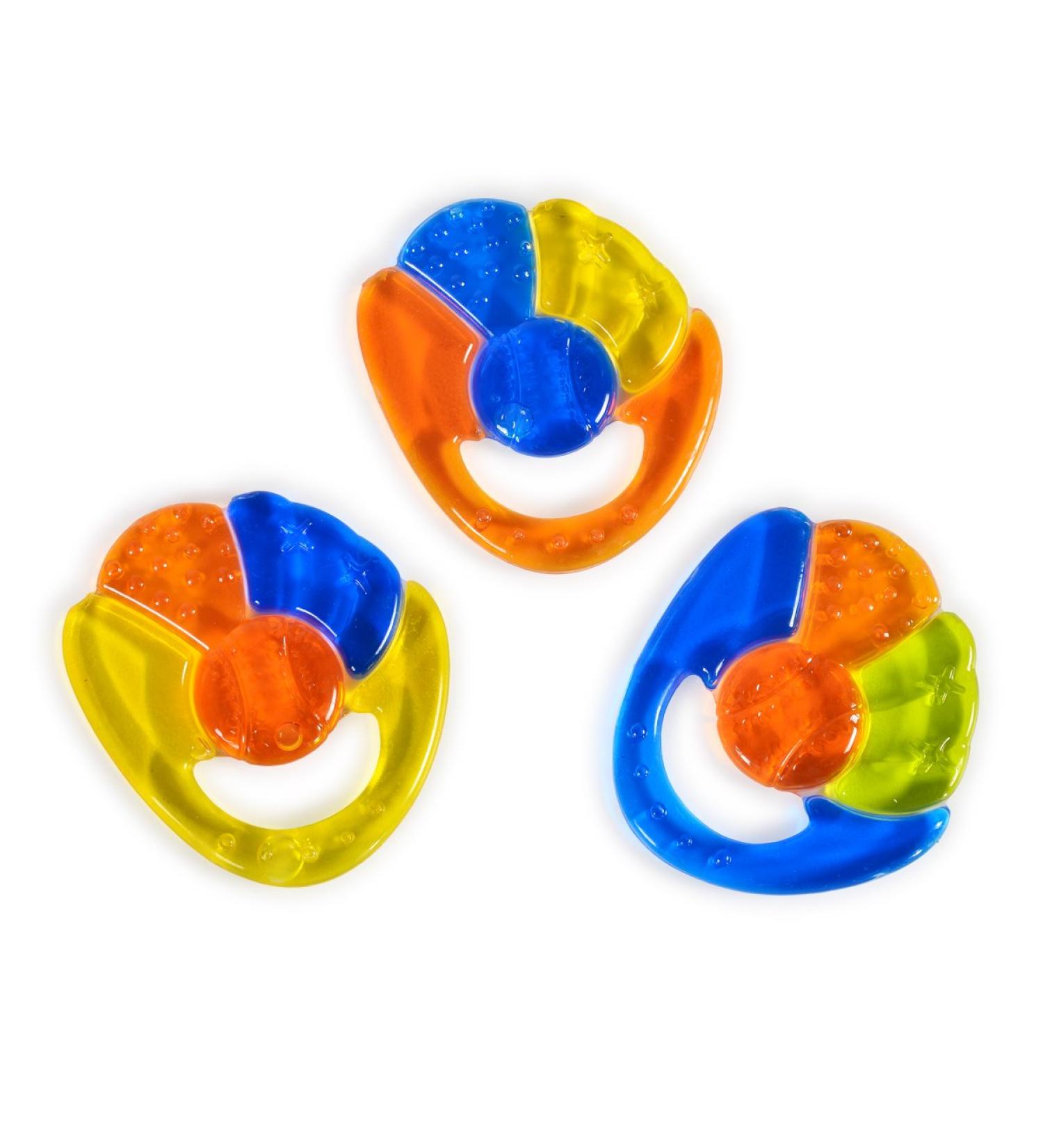 Teething ring rainbow yellow cooling teething ring as teething aid massaged from 3 months