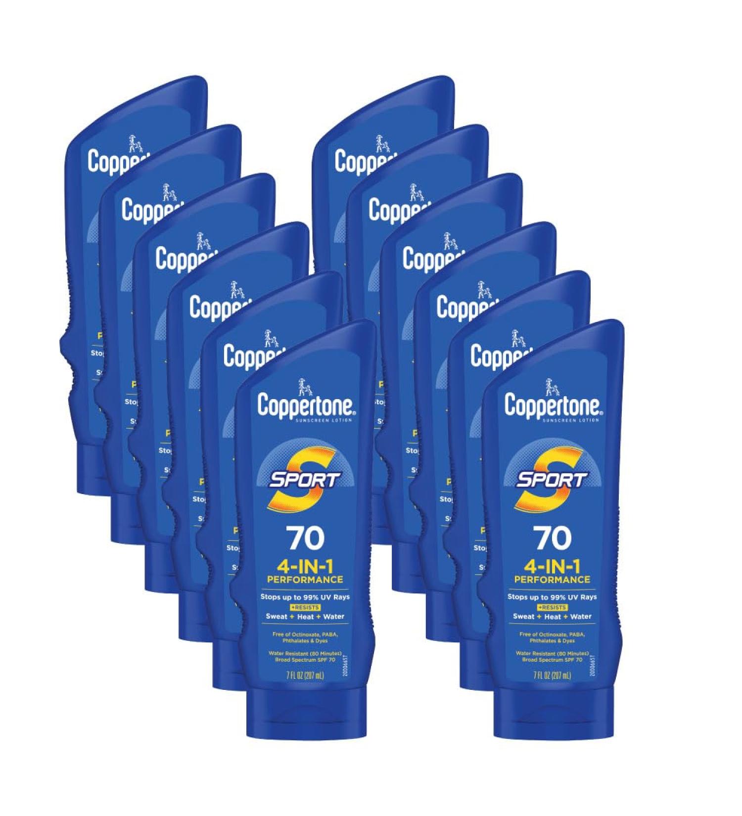 Coppertone SPORT Sunscreen SPF 70 - Water Resistant Body Lotion 7 Fl Oz (Pack of 12) - Buy Online Worldwide - Buy Online on GoSupps.com
