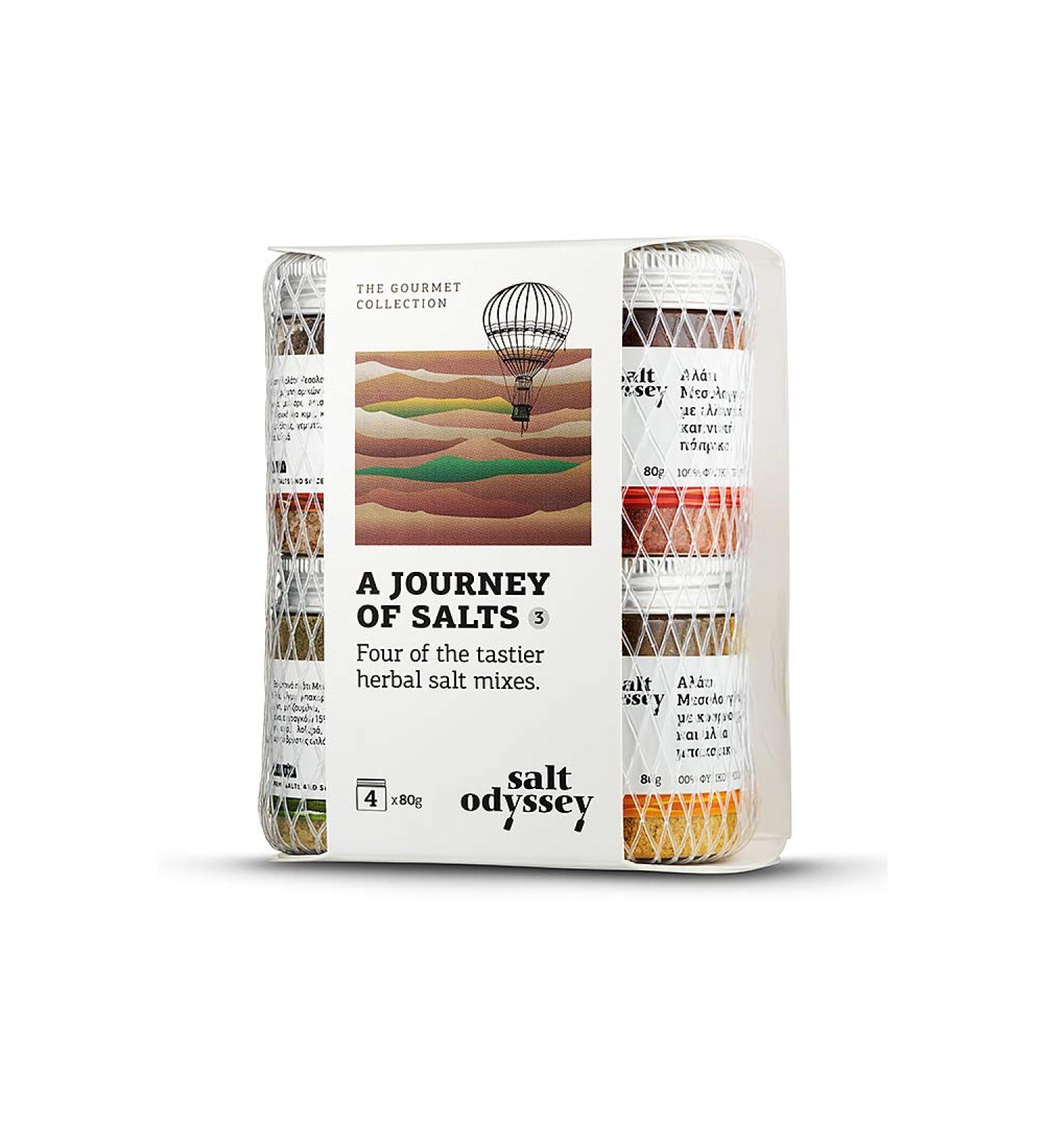 Salt Odyssey Coffret Sels aux Herbes & pices 4 x 80 g | Paprika fum | Carvi piment & poivre Sichuan | Curcuma moutarde & curry | Origan romarin & estragon Sels aux Herbes/Epices - Buy Online on GoSupps.com