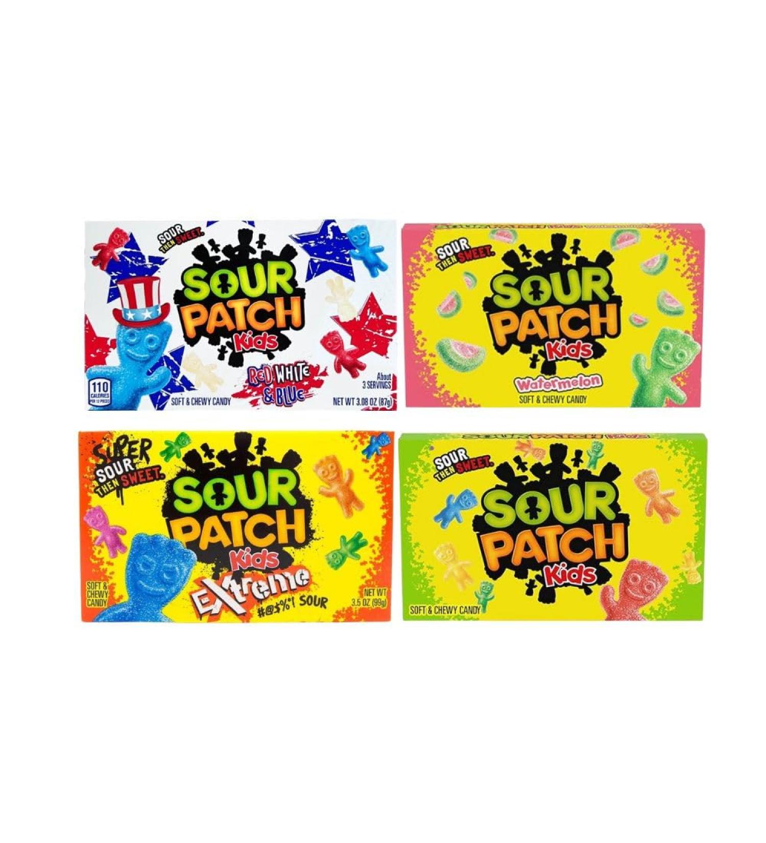 Halloween Candy Super Sour-Patch Extreme Sour Watermelon Red White and Blue for Kids Candy Variety Pack Snacks for Halloween Treats Christmas and Snacks for Kids (Pack of 4) - Buy Online on GoSupps.com