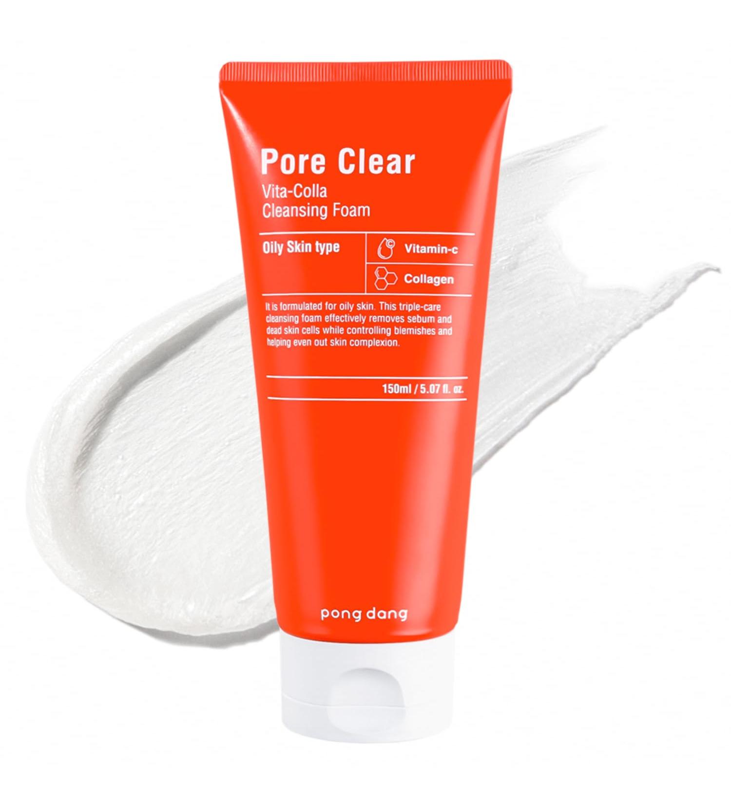PONGDANG Pore Clear Vita-Colla Cleansing Foam | Oil Control & Deep Pore Cleanse | With Vitamin C & Collagen for Balanced Skin | Korean Skin Care - Buy Online on GoSupps.com