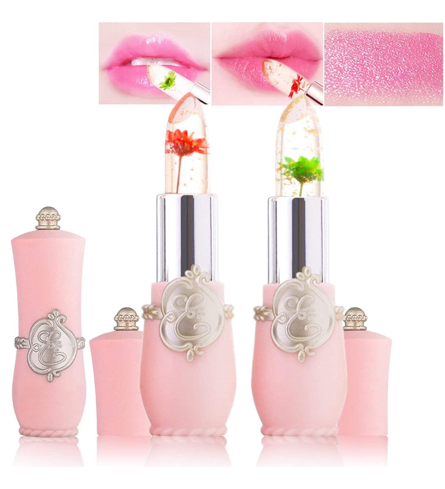 7Pcs Color Changing Lipstick Set | Magic Crystal Flower Jelly Lip Gloss | Long Lasting Moisturizing Lip Balm | pH Clear Temperature Lipsticks | Ideal Gift for Women | RED+GREEN - Buy Online on GoSupps.com