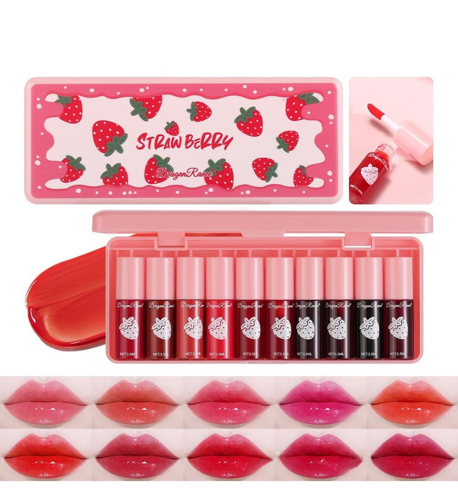 MYUANGO Lip Tint - 10 Colors Moisturizing Tinted Lip Stain & Hydrating Liquid Lipstick - Long Lasting Strawberry Color - Buy Online on GoSupps.com