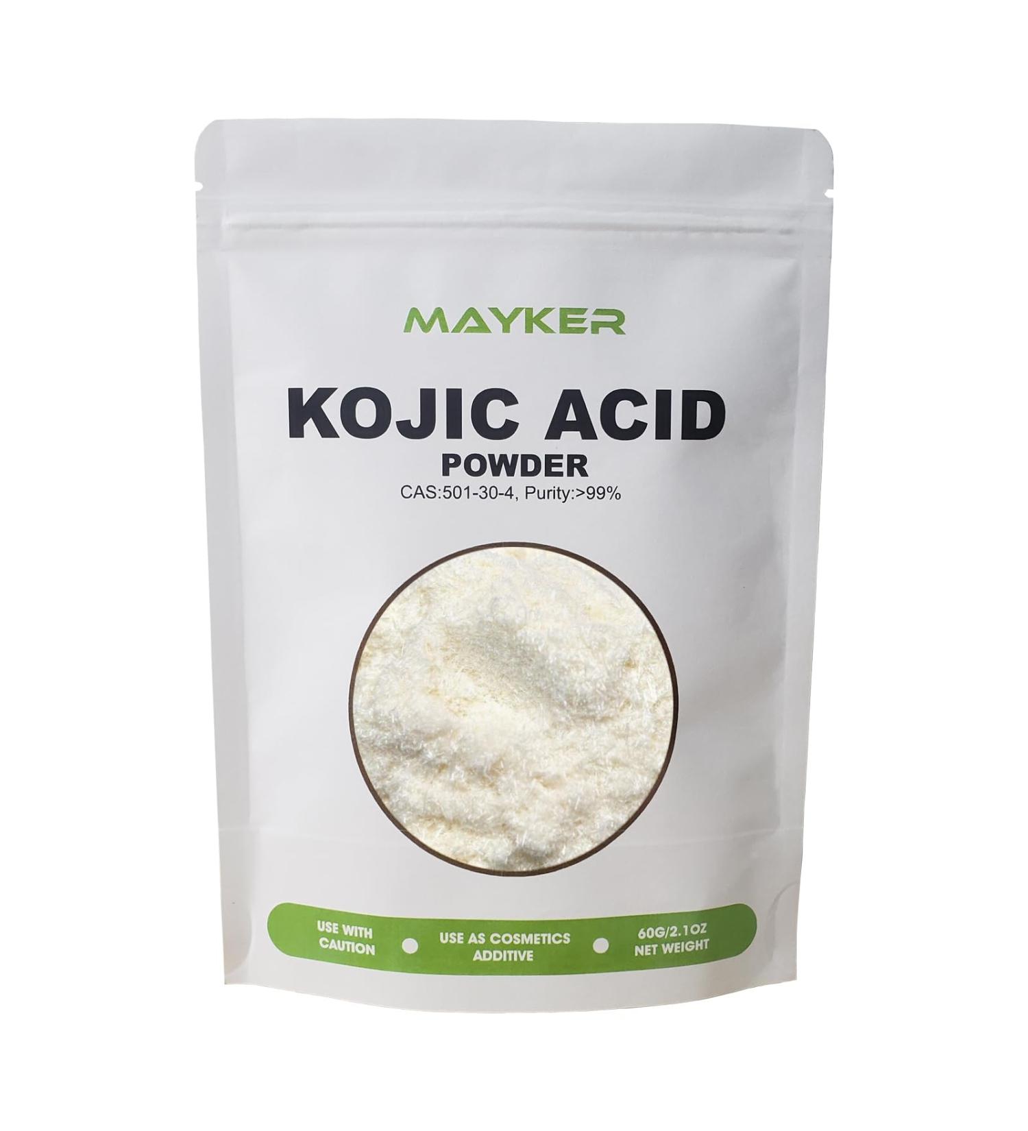 MAYKER Pure Kojic Acid Powder 2.1oz | Skin Whitening & Lightening | 99.9% Pure | Reduces Dark Spots Freckles & Scars | Organic DIY Soaps & Creams - Buy Online on GoSupps.com