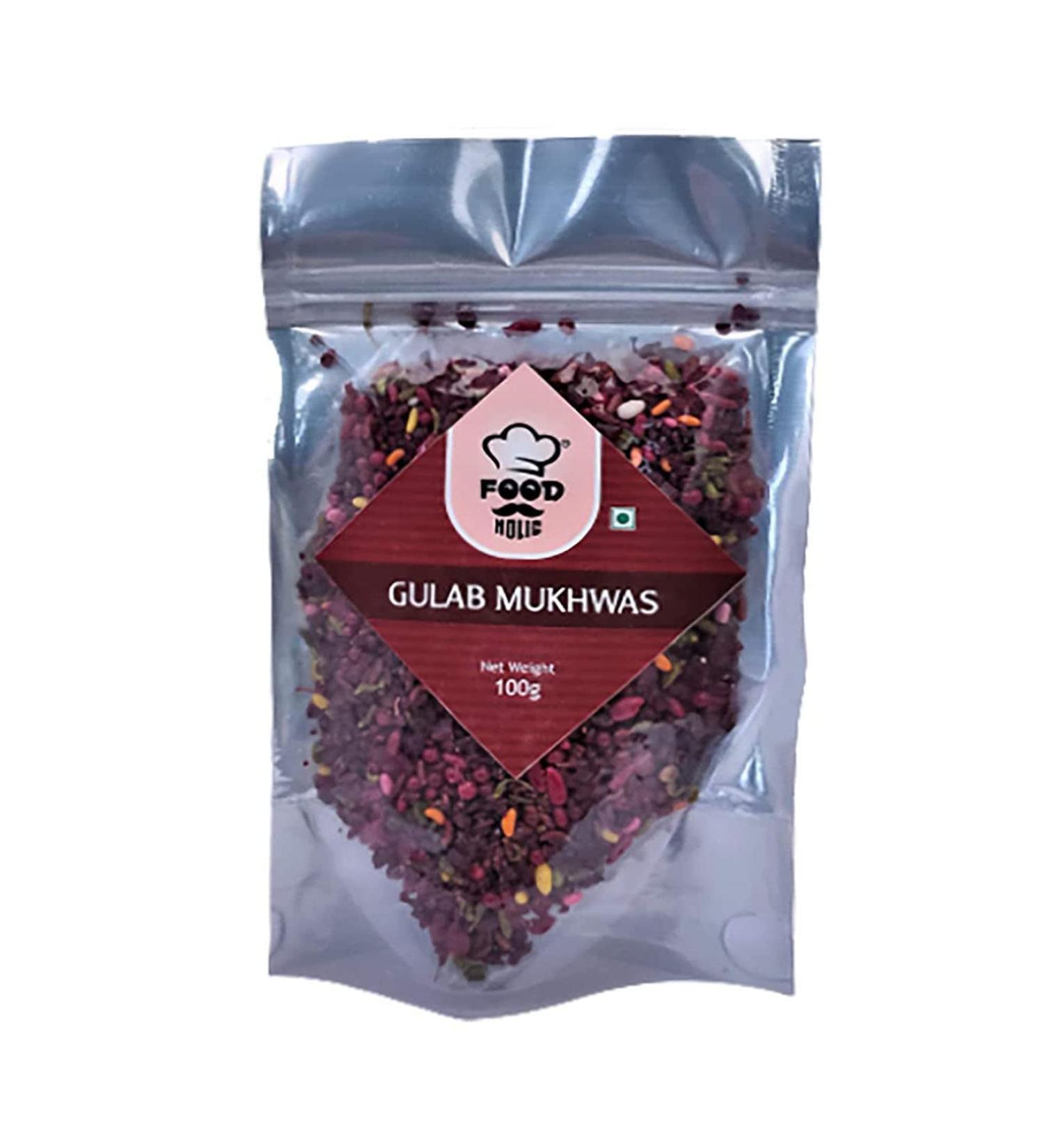 Foodholic Shahi Gulab Mukhwas Traditional Mouth Freshener Mukhwas Mix (Mouth Freshener) (100 Gm)_Packing May Vary - Buy Online on GoSupps.com