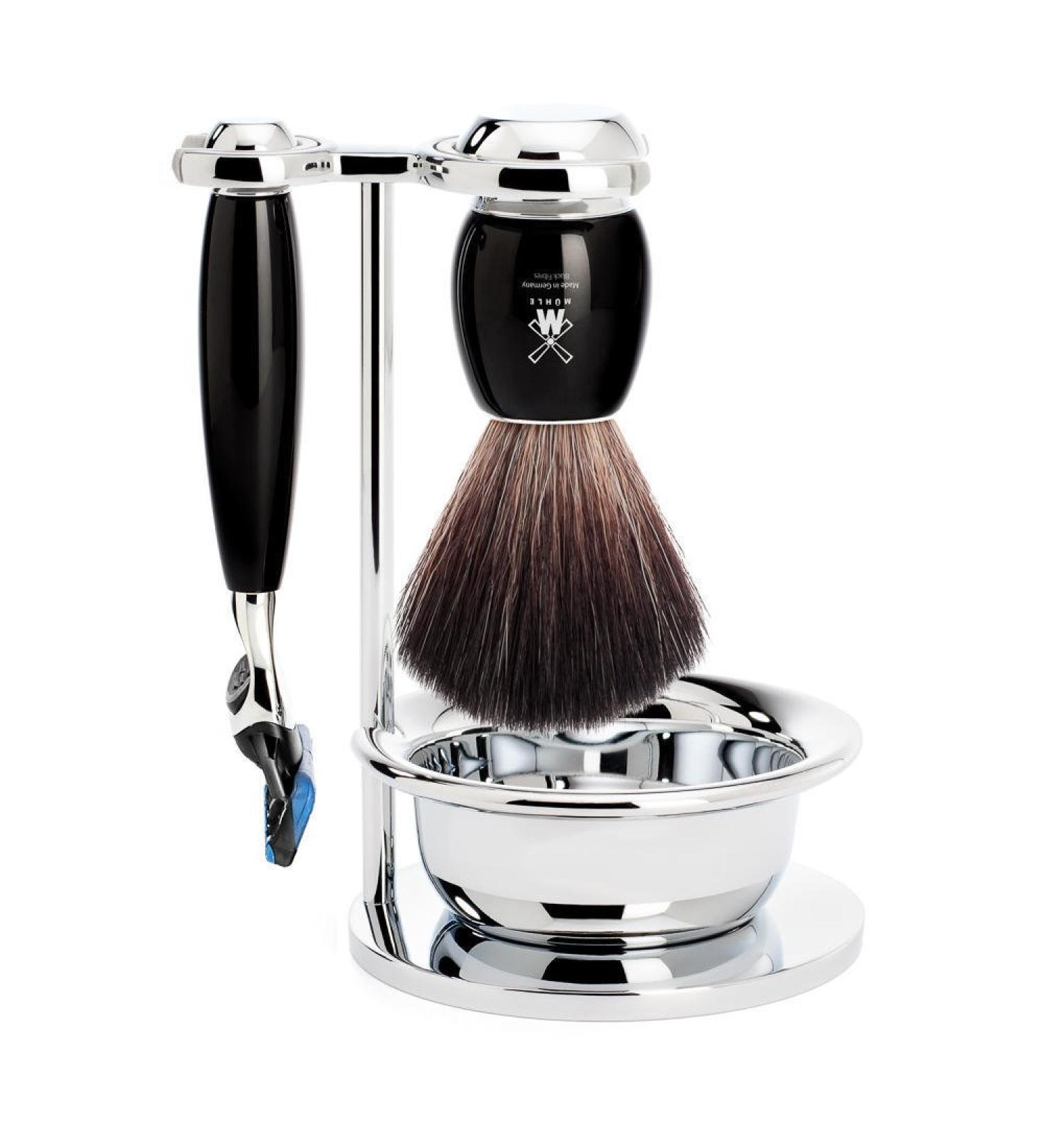 M HLE Vivo Shaving Set with Bowl - Black Fibre Gillette Compatible High-Grade Resin | Premium Men's Grooming Essentials - Buy Online on GoSupps.com