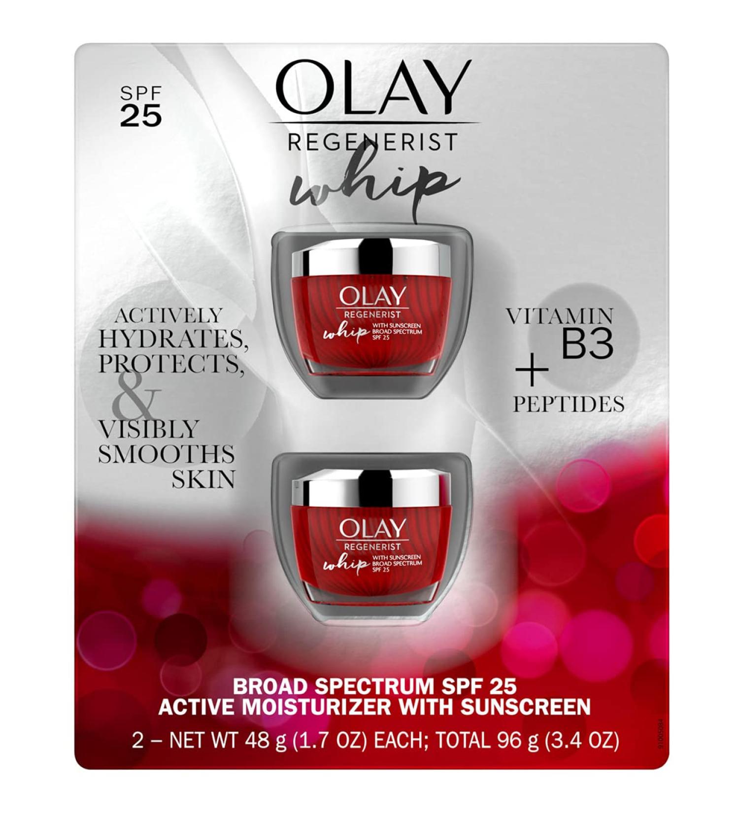 Olay Regenerist Whip Face Moisturizer, Primer and SPF 25, 1.7 Ounce (2 Pack)