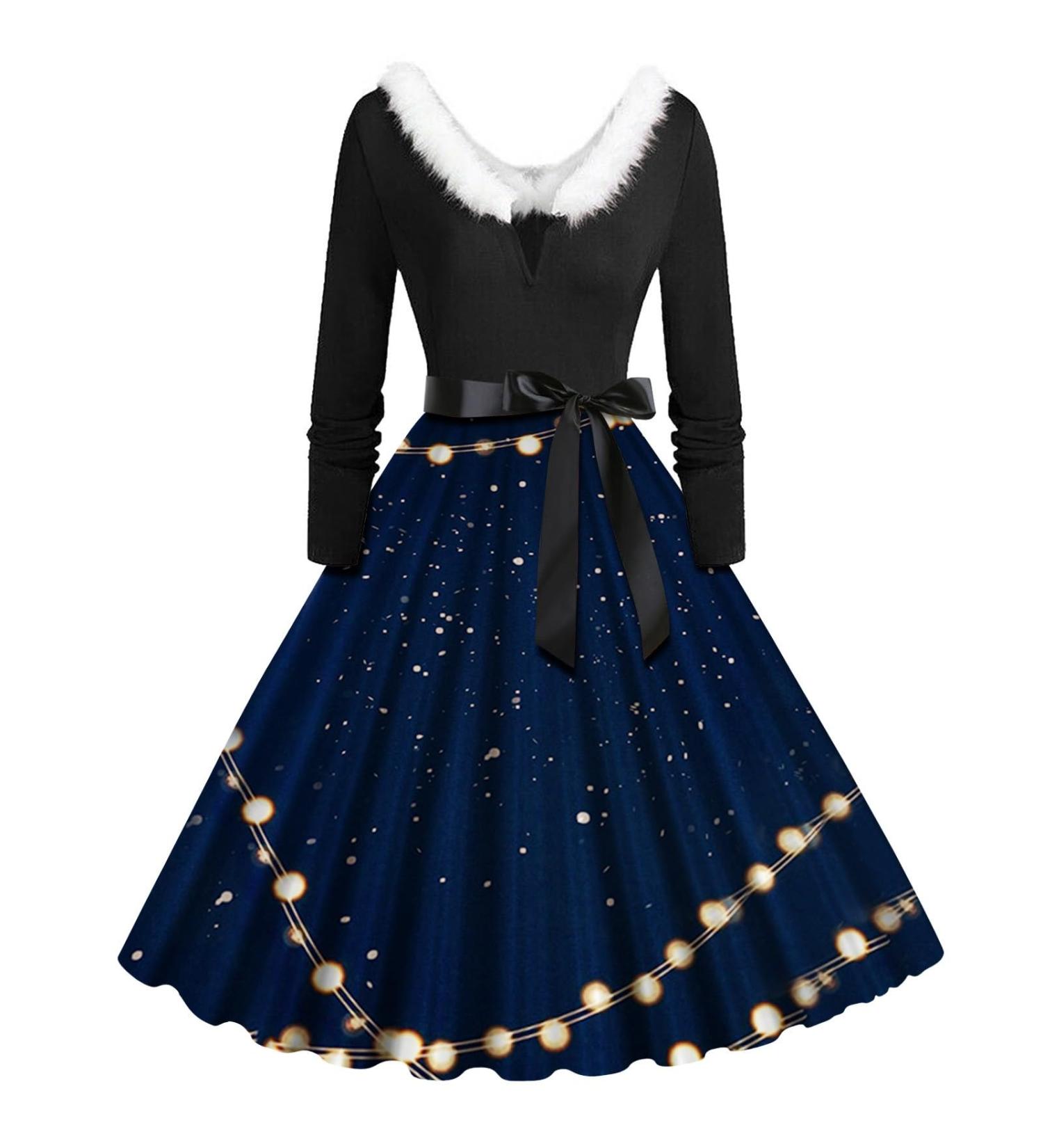 Hanxiulin Women's Christmas Skirt & Hooded Sweater Dress - Dark Blue XXL - Perfect for Autumn & Winter Celebrations - Buy Online on GoSupps.com