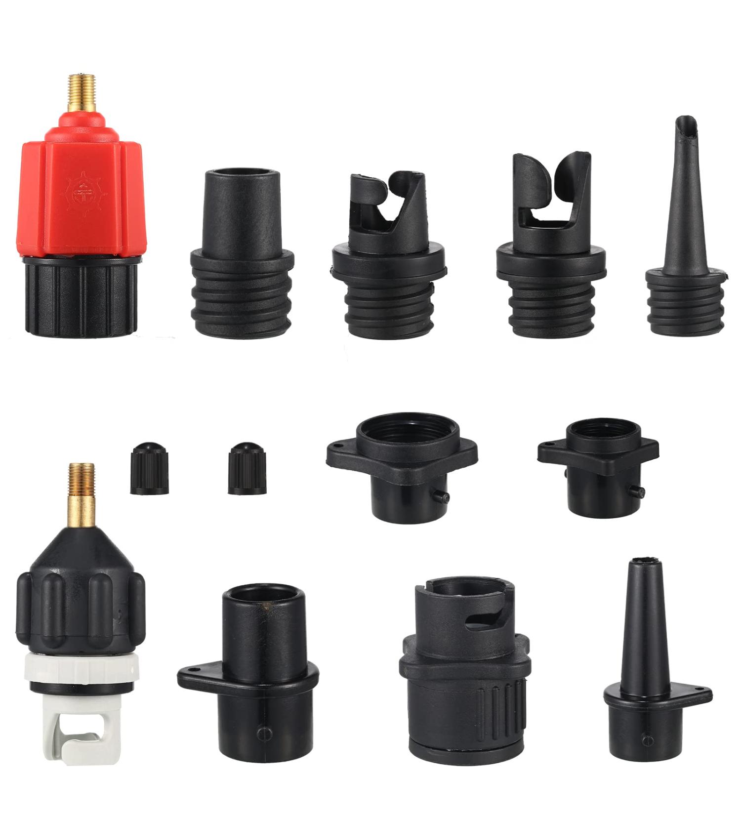 Treela Inflatable SUP Pump Adapter with 9 Air Valve Nozzles - Black/Red/Gold - Buy Online on GoSupps.com