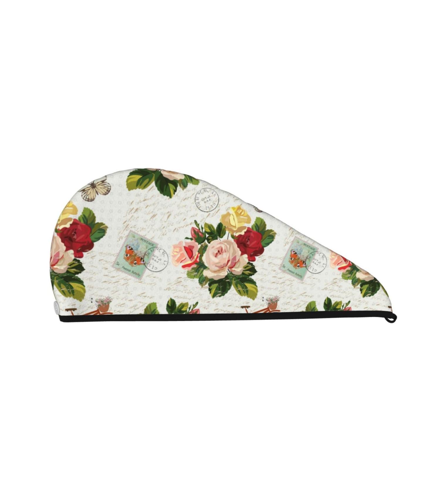 Hair Towel Wrap - Quick-Dry Turban for Effortless Hair Drying | Vintage Bike Flower Design - Buy Online on GoSupps.com