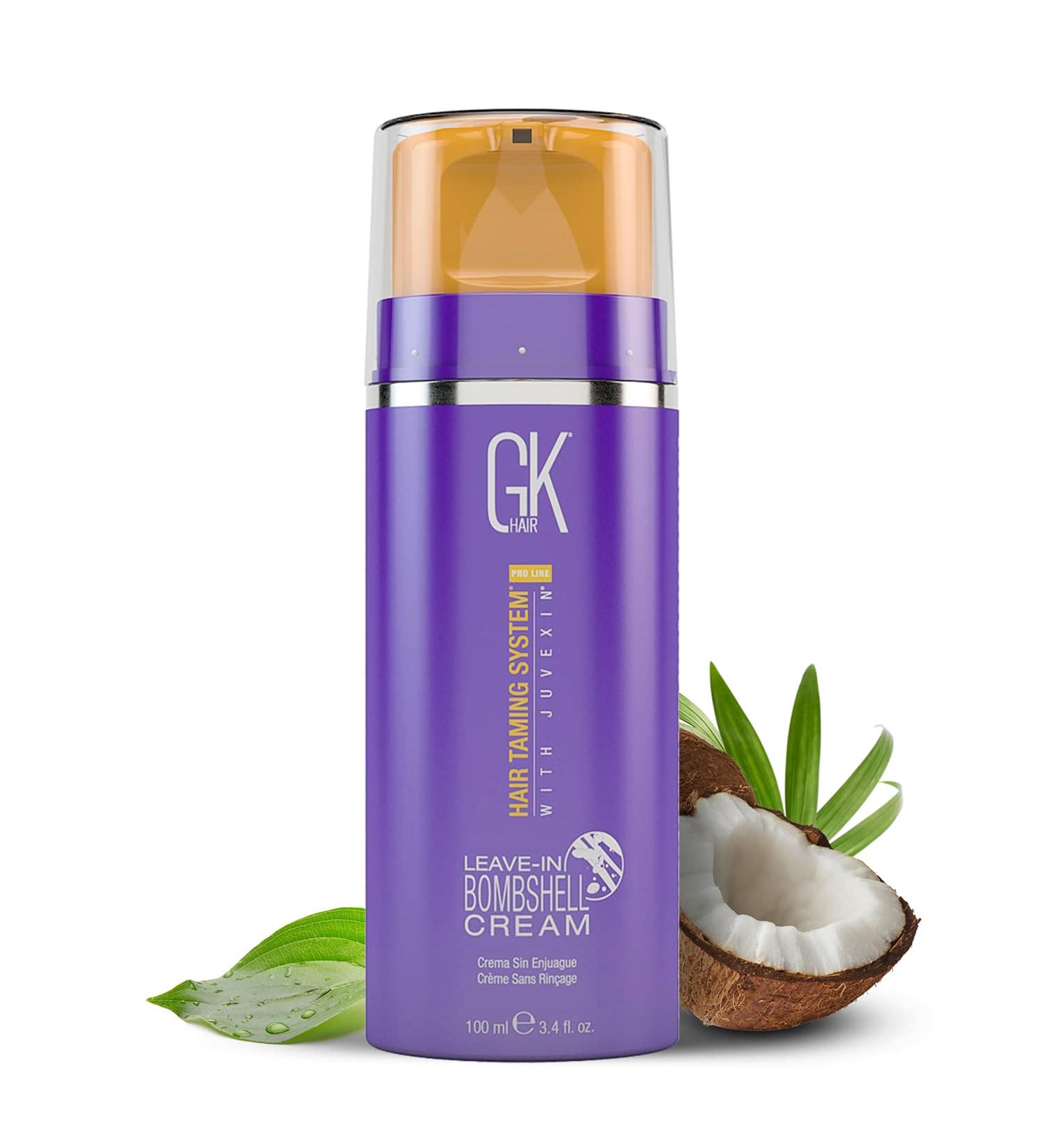 GK HAIR Global Keratin Bombshell Purple Leave In Cream - 3.4 Fl Oz/100ml | Conditioning Treatment for Blonde Hair, Controls Frizz, Removes Brassiness - Buy Online on GoSupps.com