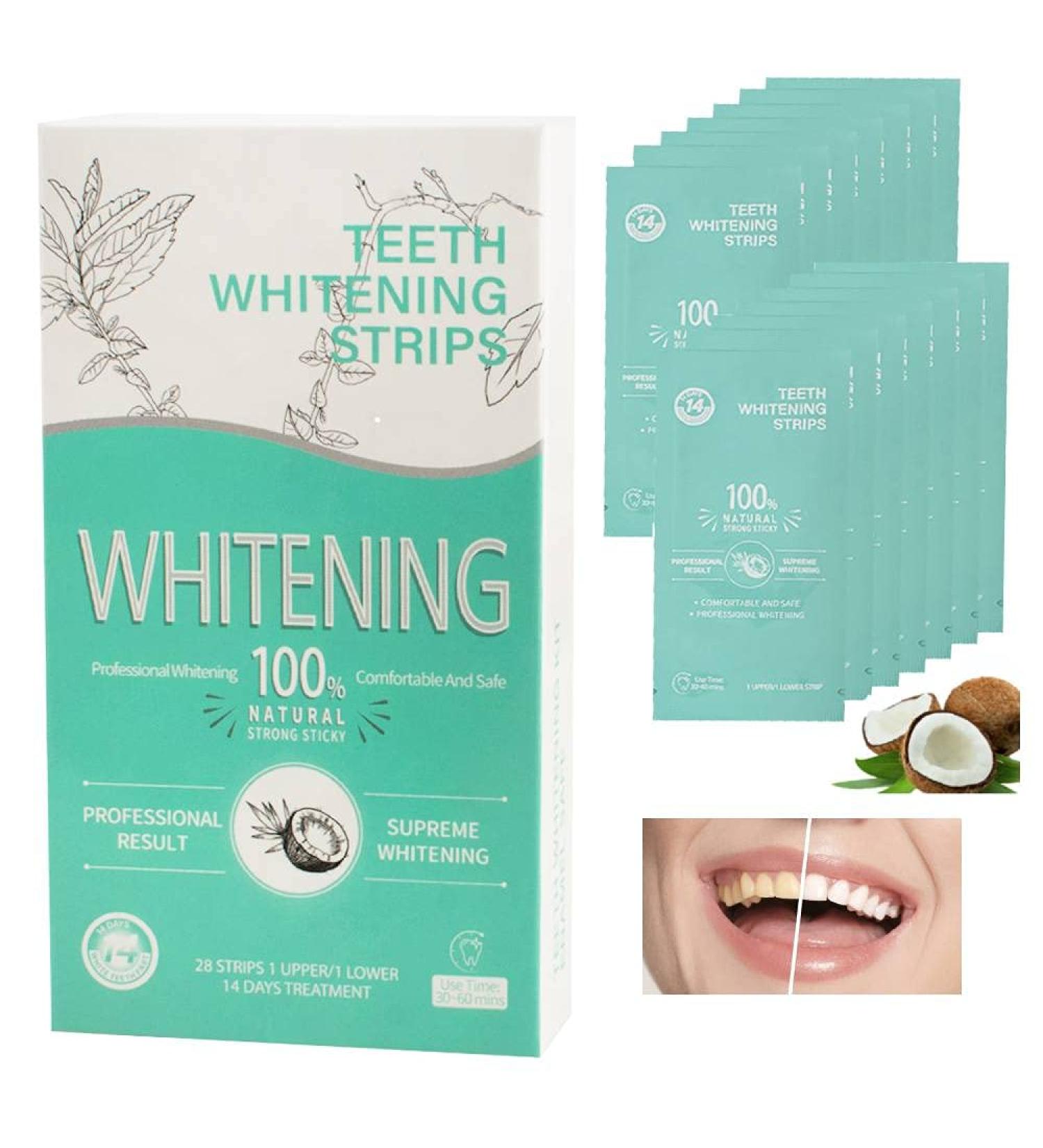Tevedin Non-Sensitive Teeth Whitening Strips - 28 White Strips Kit for Stain Removal from Smoking, Coffee, Soda, Wine - Non-Slip Teeth Whitener - Buy Online on GoSupps.com